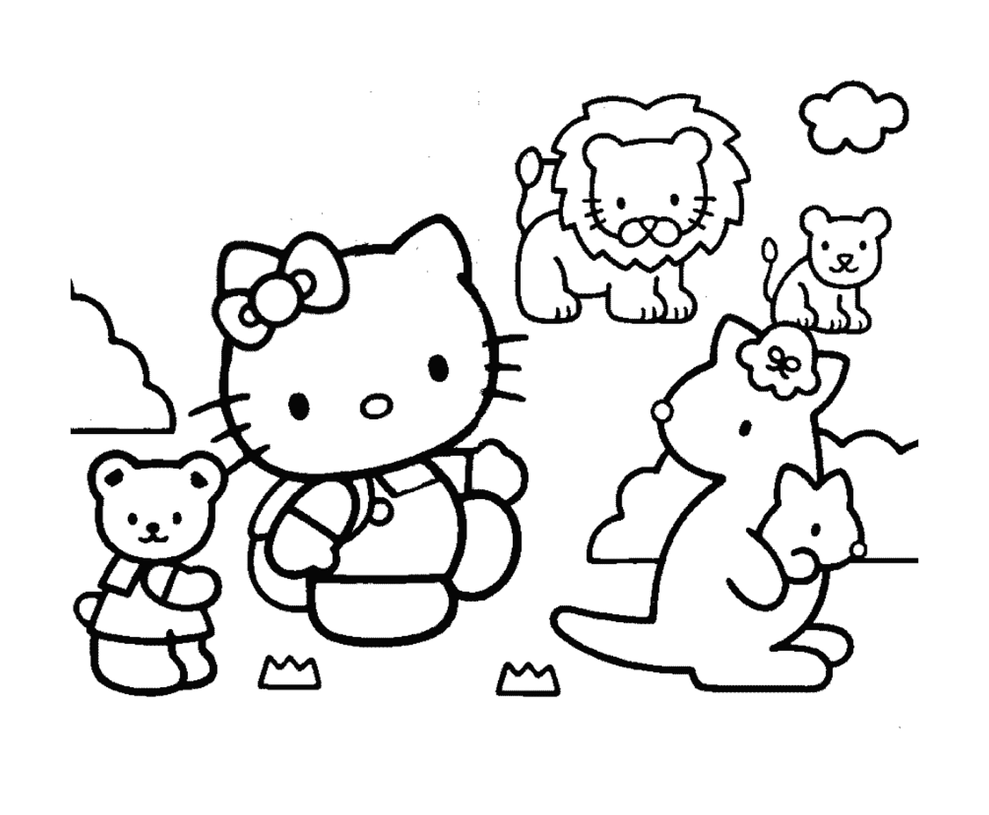 coloriage Hello Kitty Animaux Mignon
