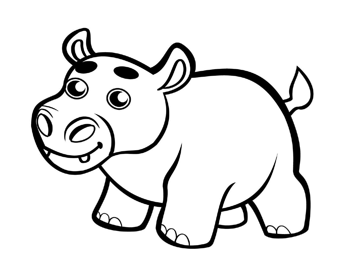 coloriage bebe hippopotame mignon