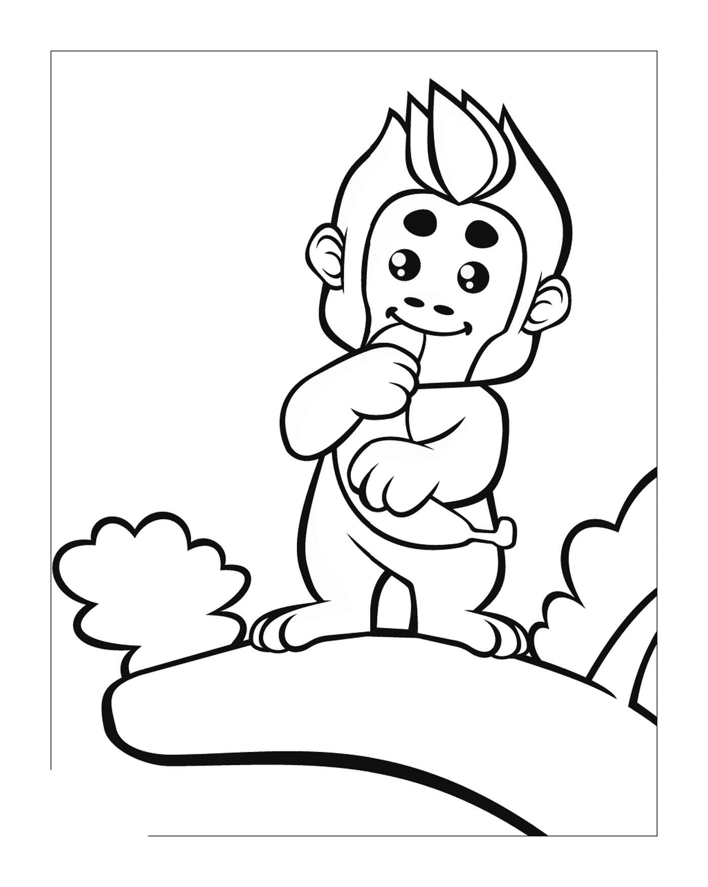coloriage un singe mignon sur un arbre