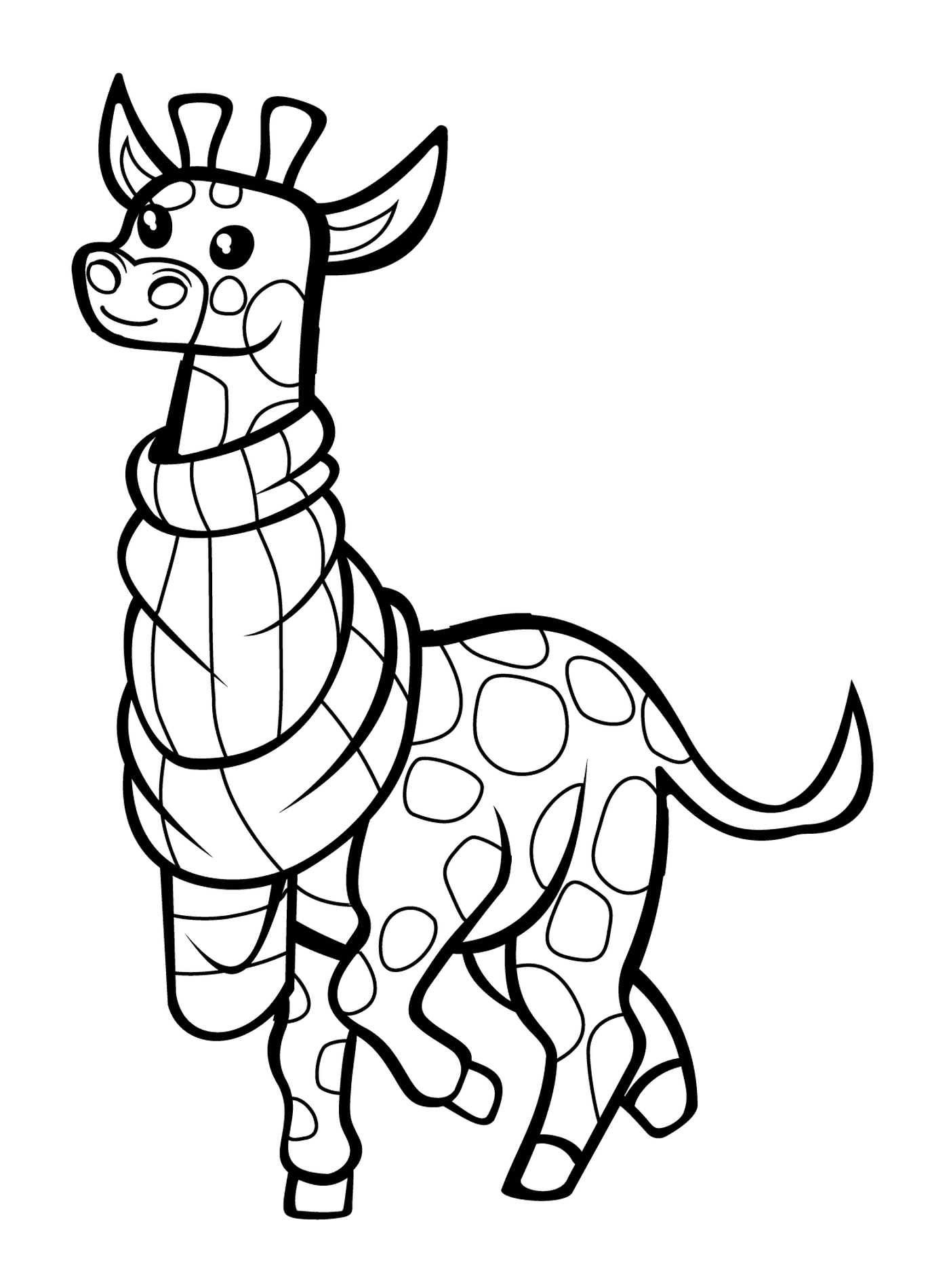 coloriage girafe avec foulard