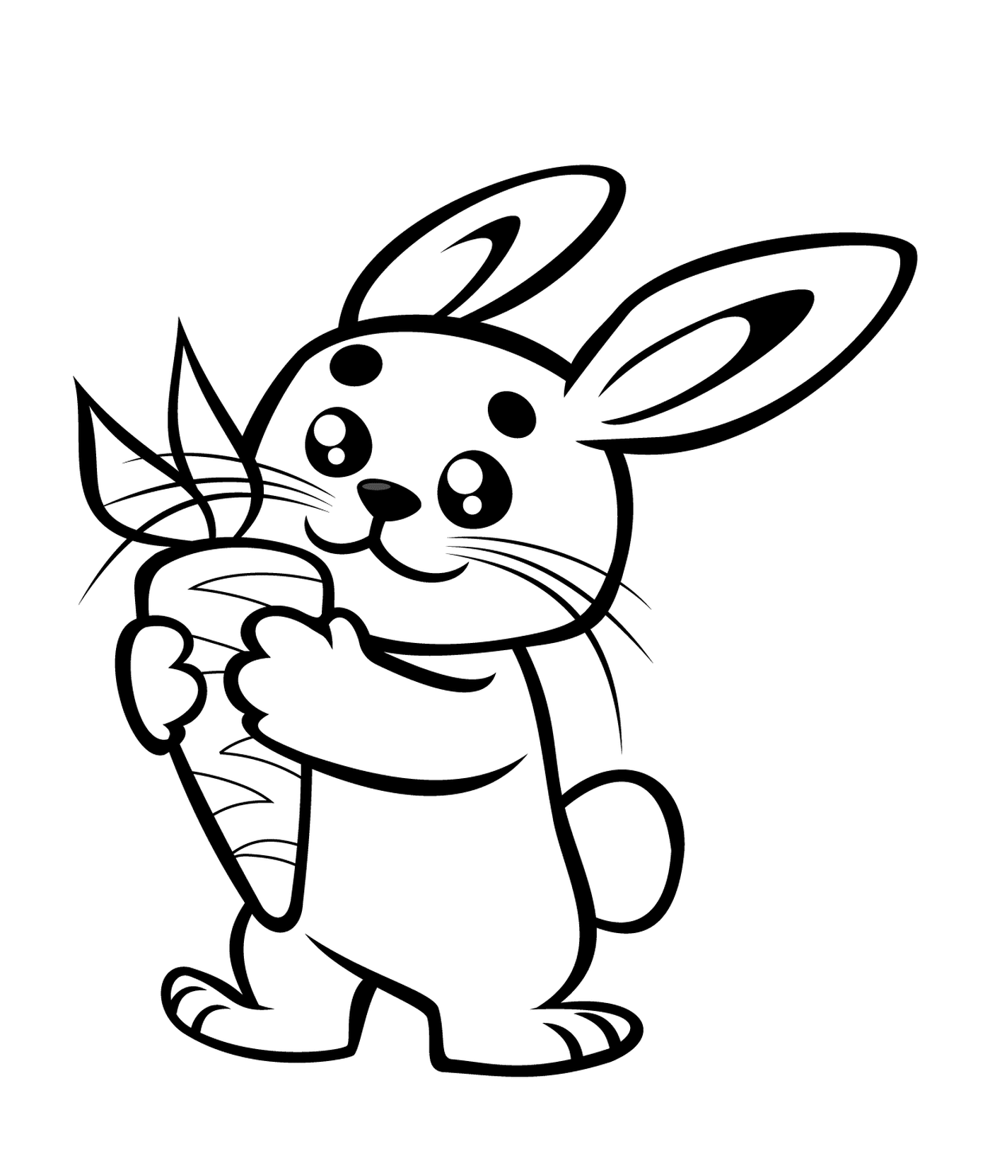 coloriage mignon petit lapin avec une carotte