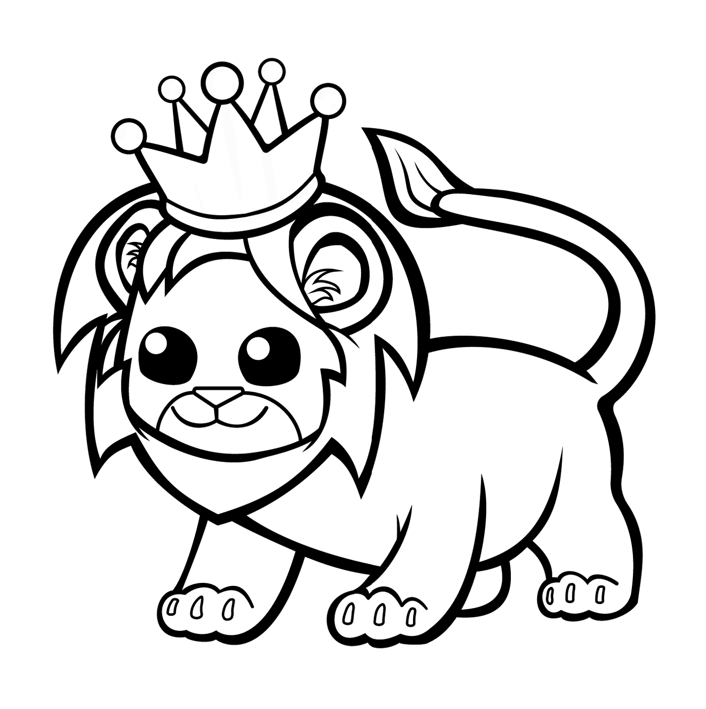 coloriage petit lion avec une couronne
