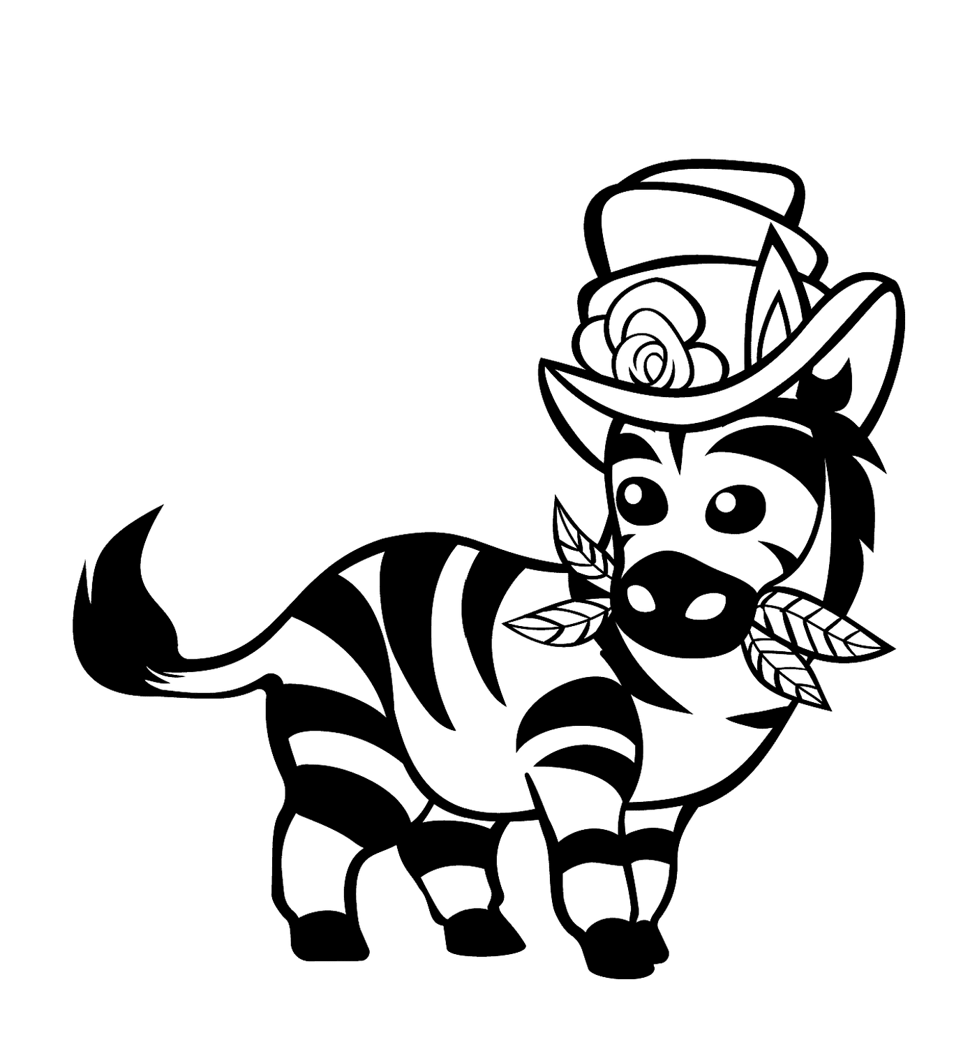 coloriage zebre mignon avec chapeau haut de forme