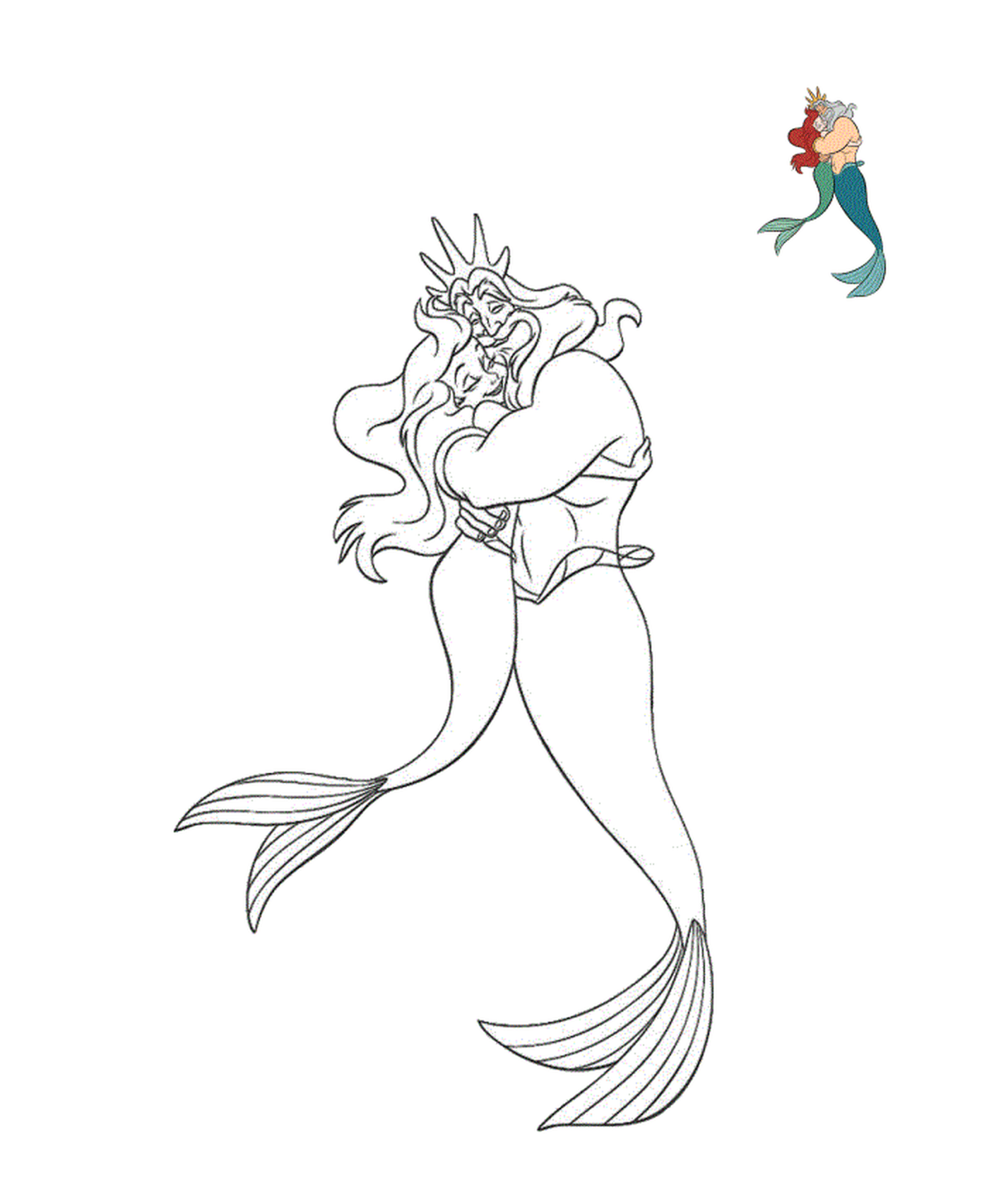 coloriage Roi Triton et Ariel un amour eternel