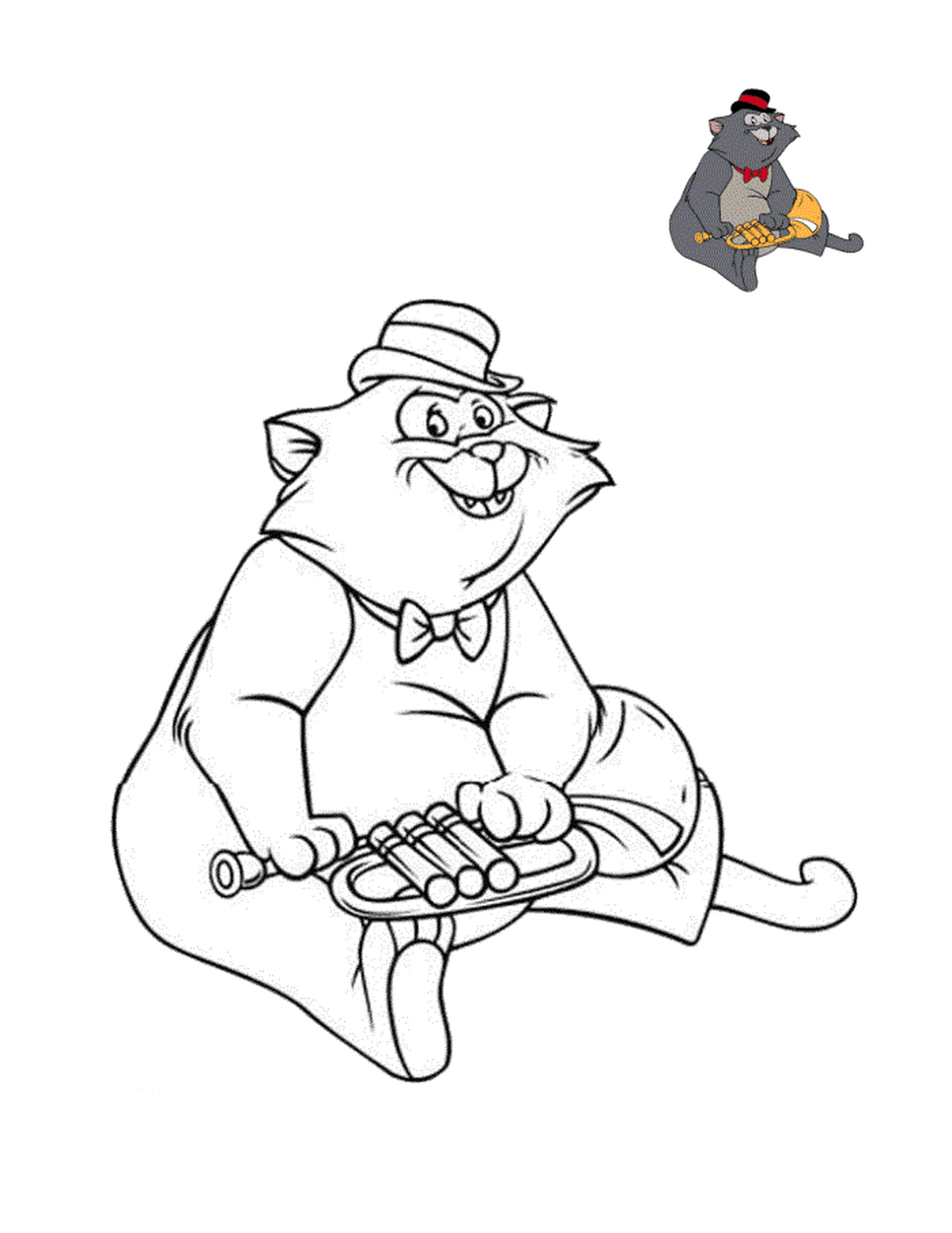coloriage chat trompettiste Scat Cat