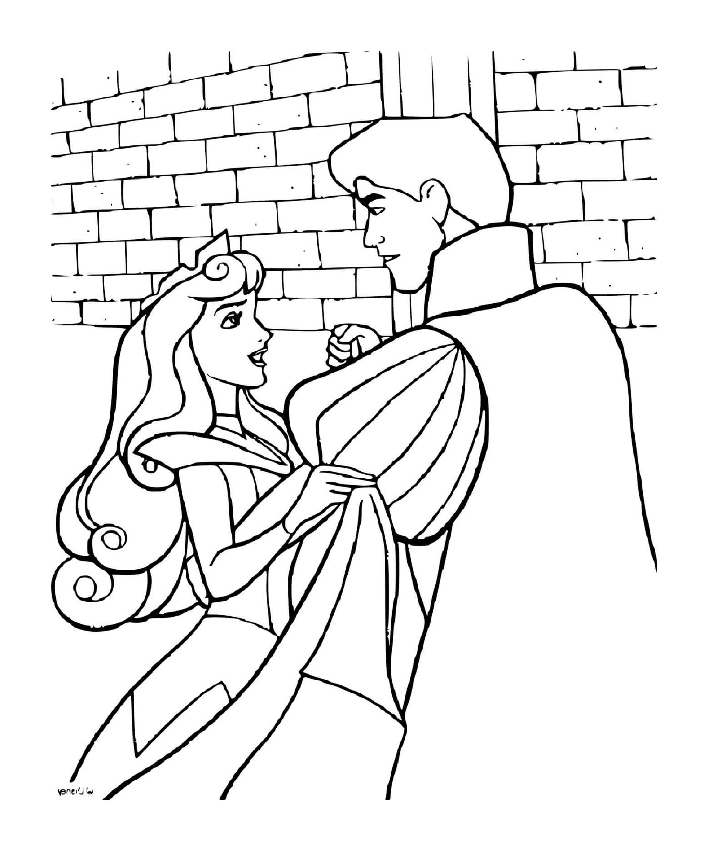 coloriage Le prince Philippe et la princesse Aurore