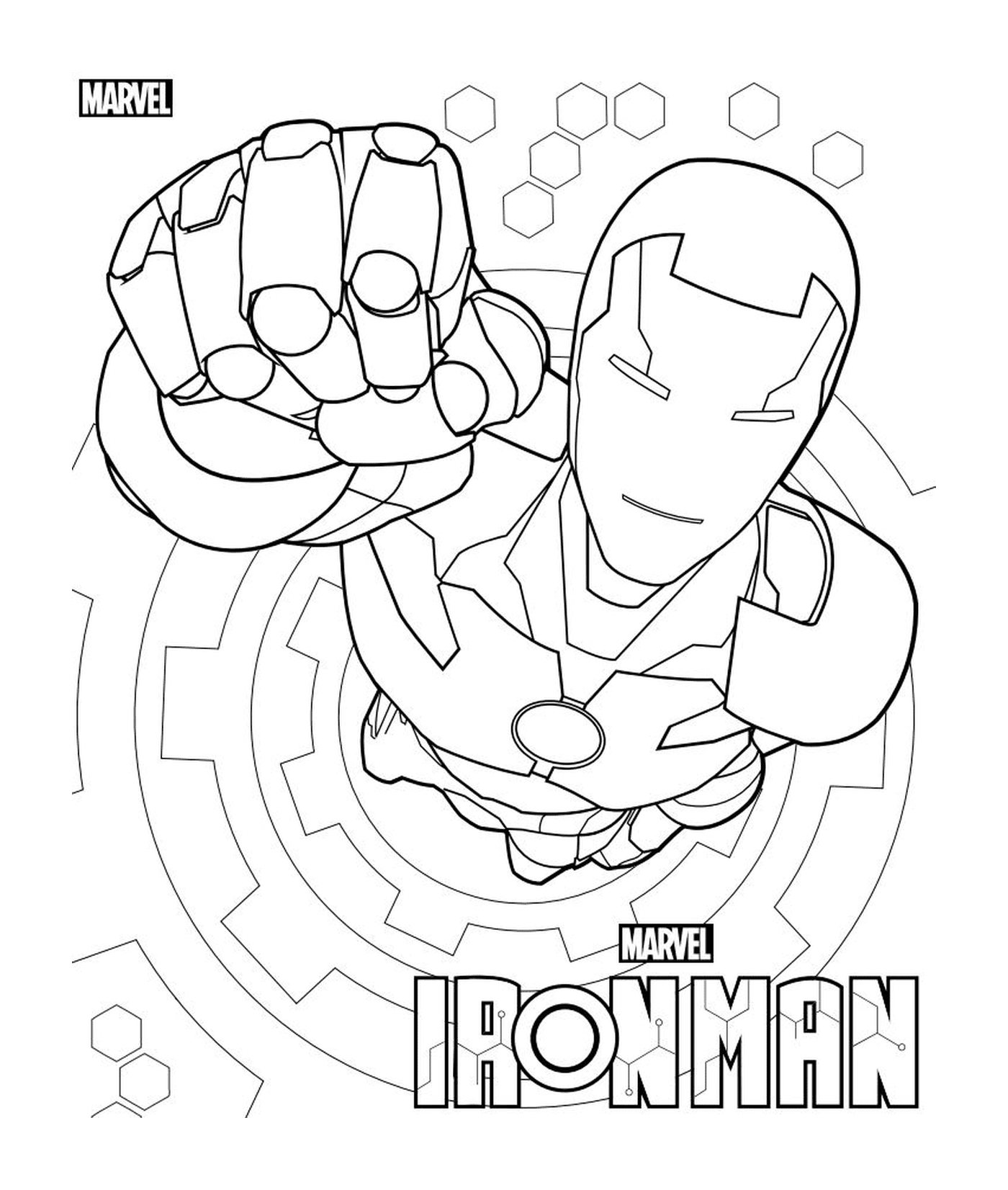 coloriage iron man from the avengers marvel