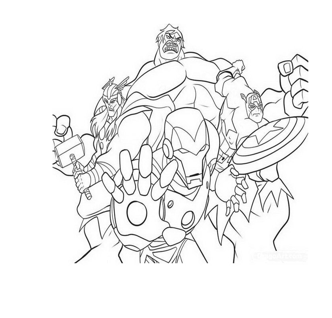 coloriage avengers equipe