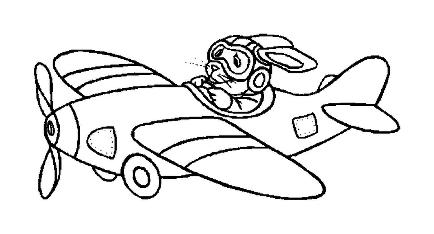 coloriage lapin qui pilote un avion
