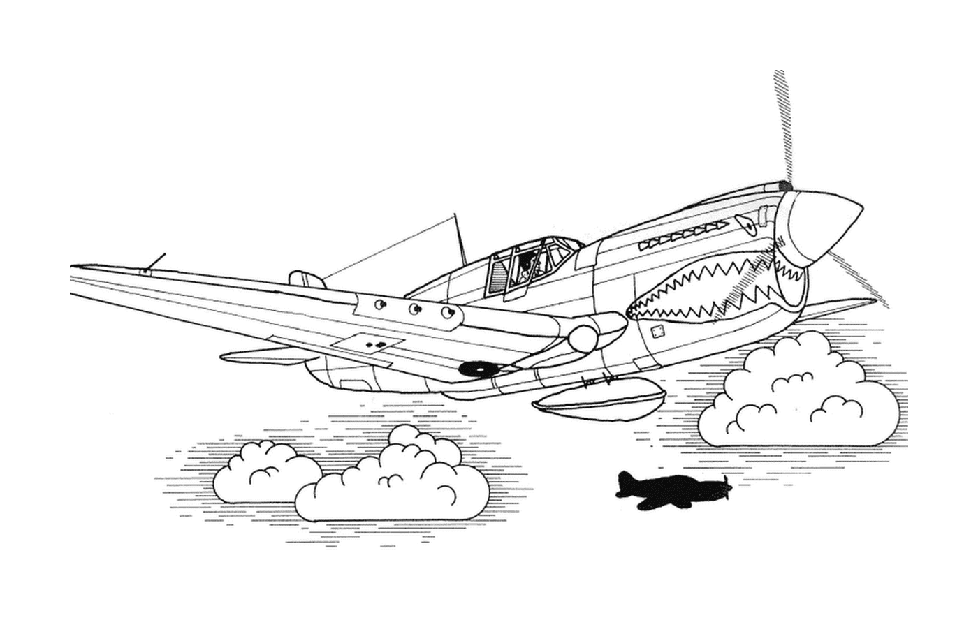 coloriage avion de guerre decore