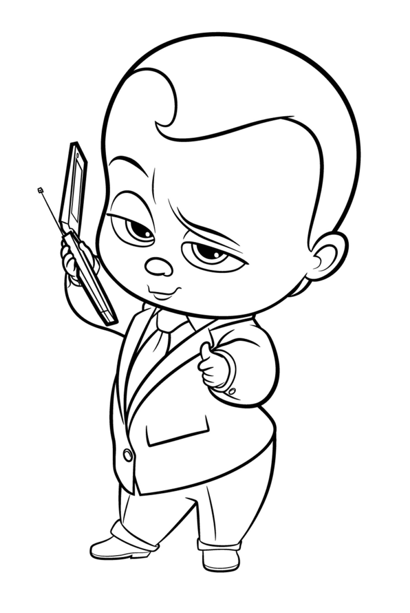 coloriage boss baby au telephone