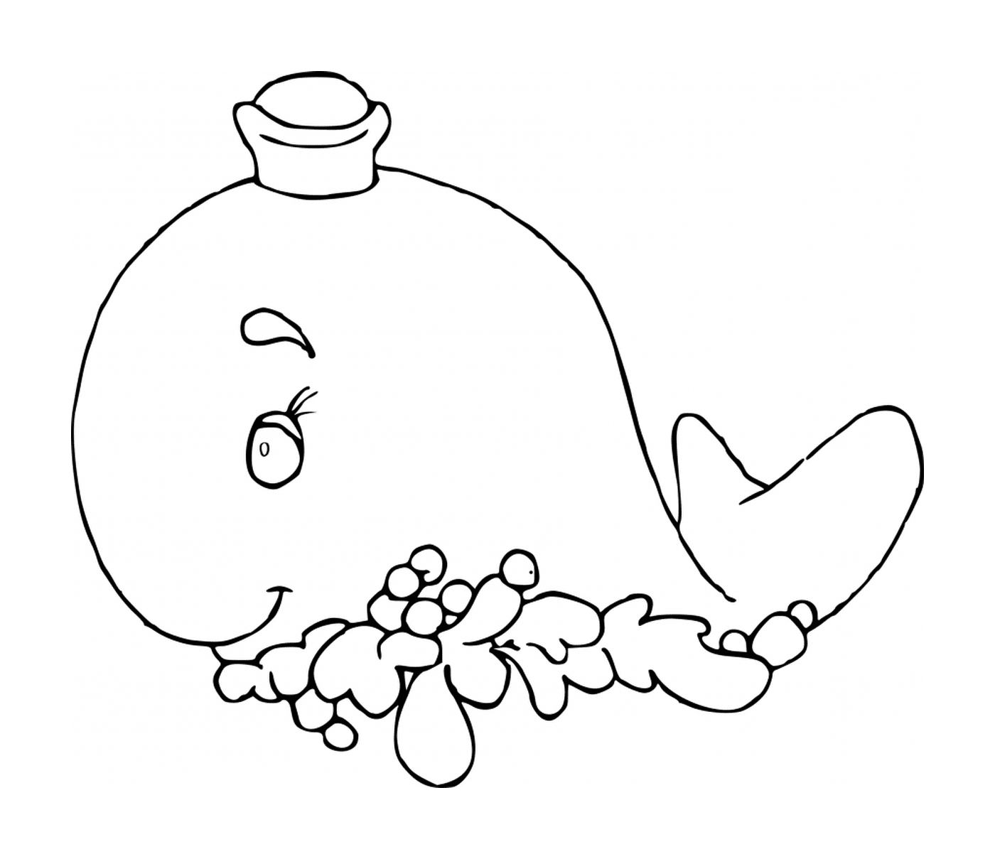coloriage baleine avec petit chapeau