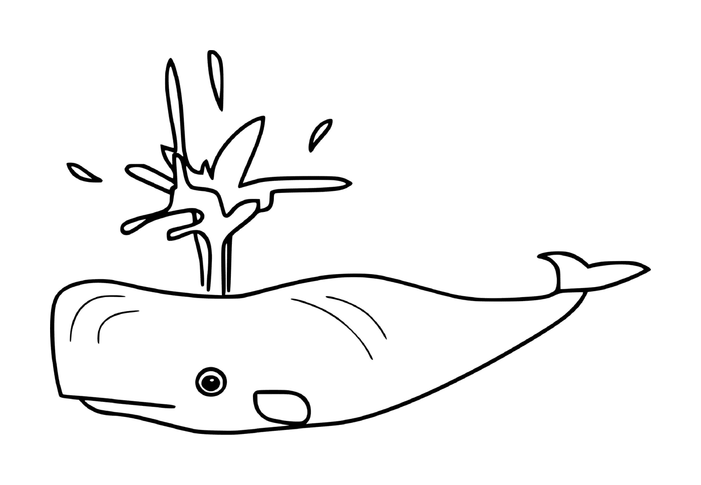 coloriage simple baleine en mer