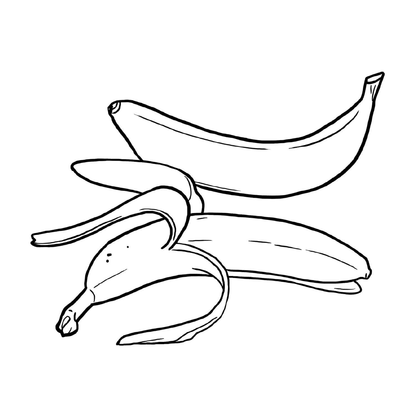 coloriage banane ferme et banane ouverte