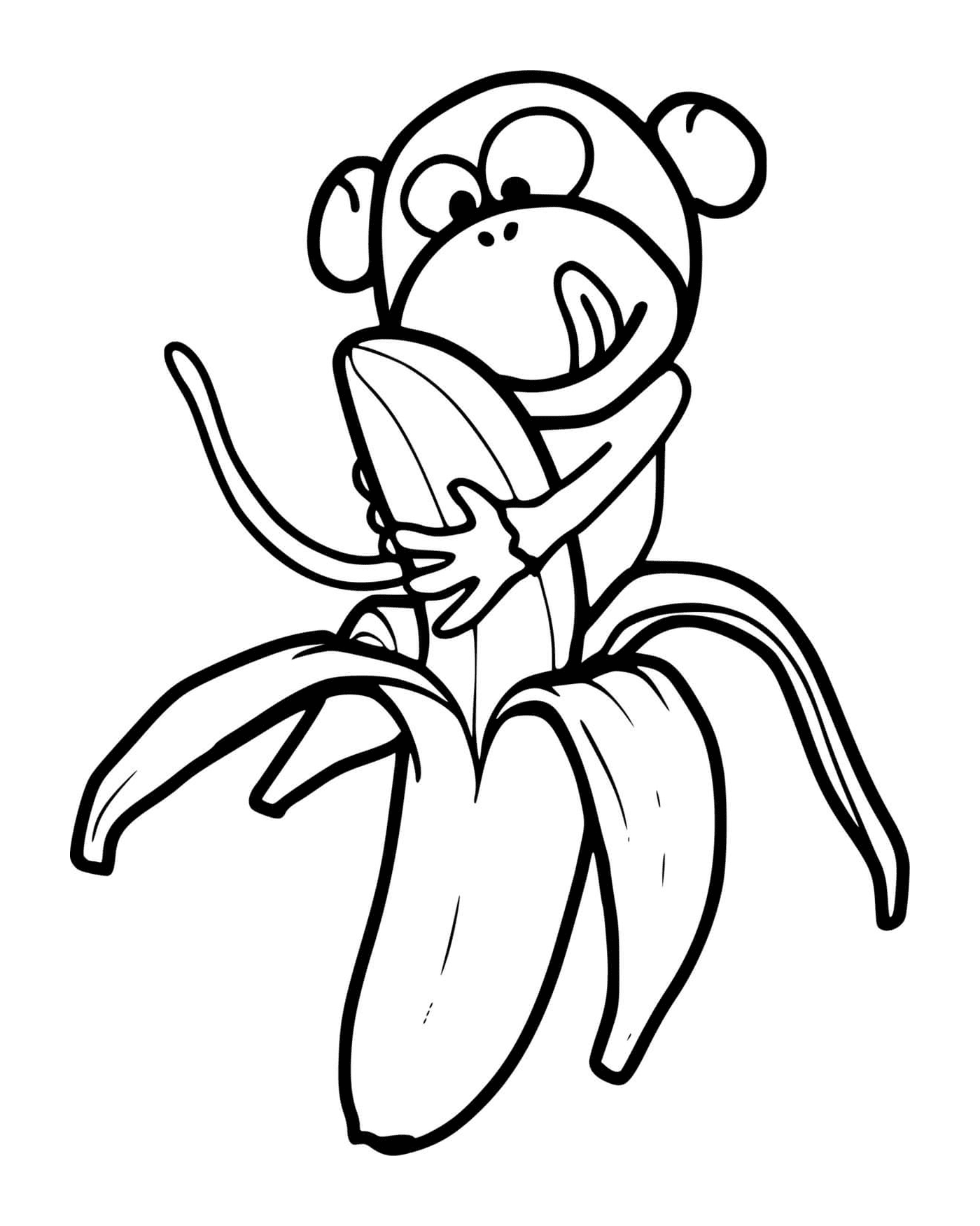 coloriage le singe adore manger la banane