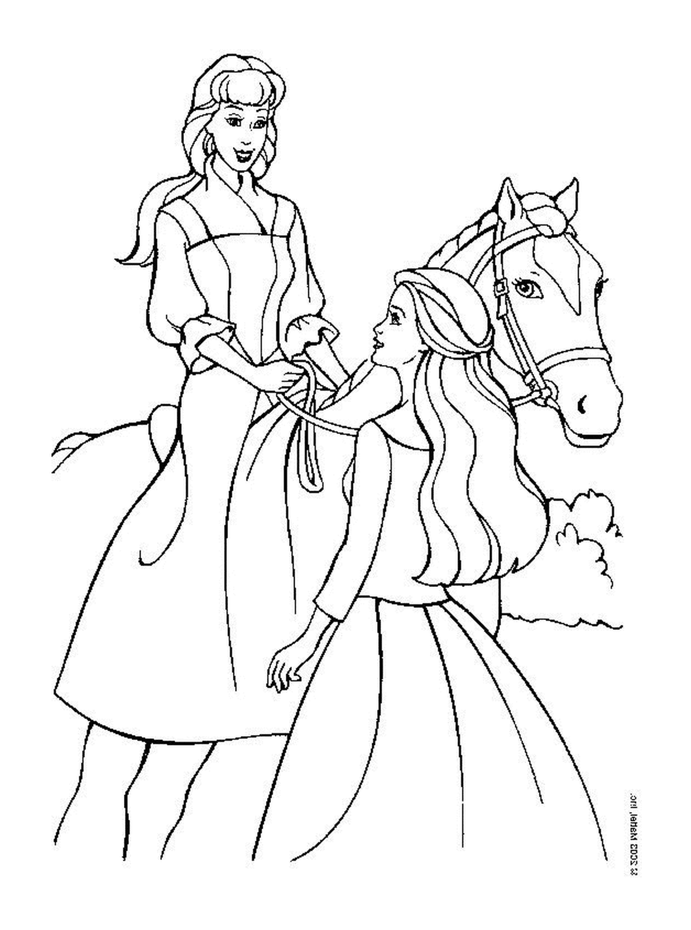 coloriage Barbie a cheval
