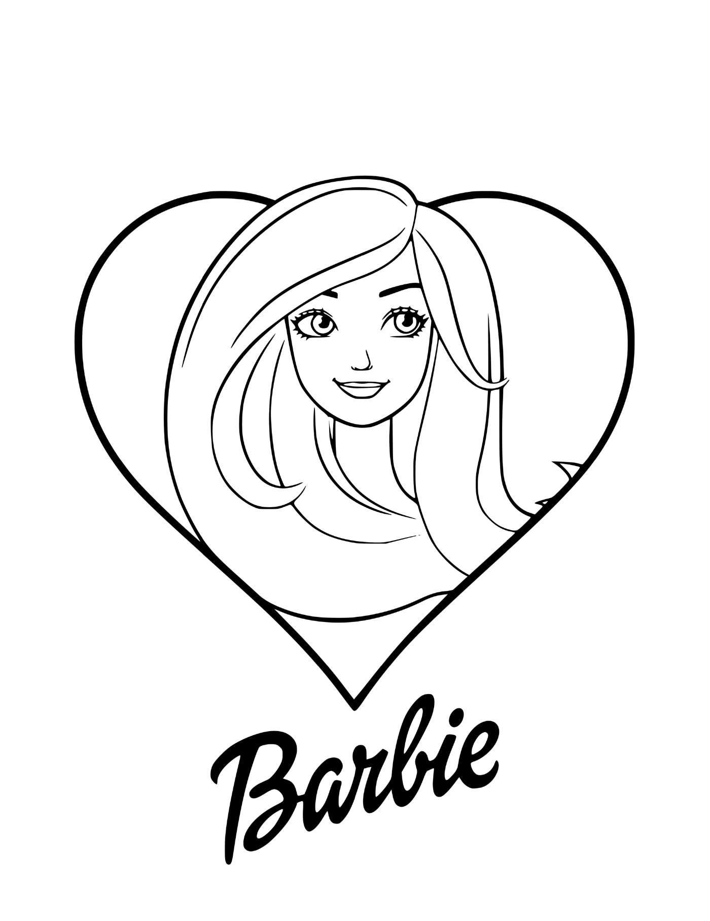 coloriage barbie love avec un coeur