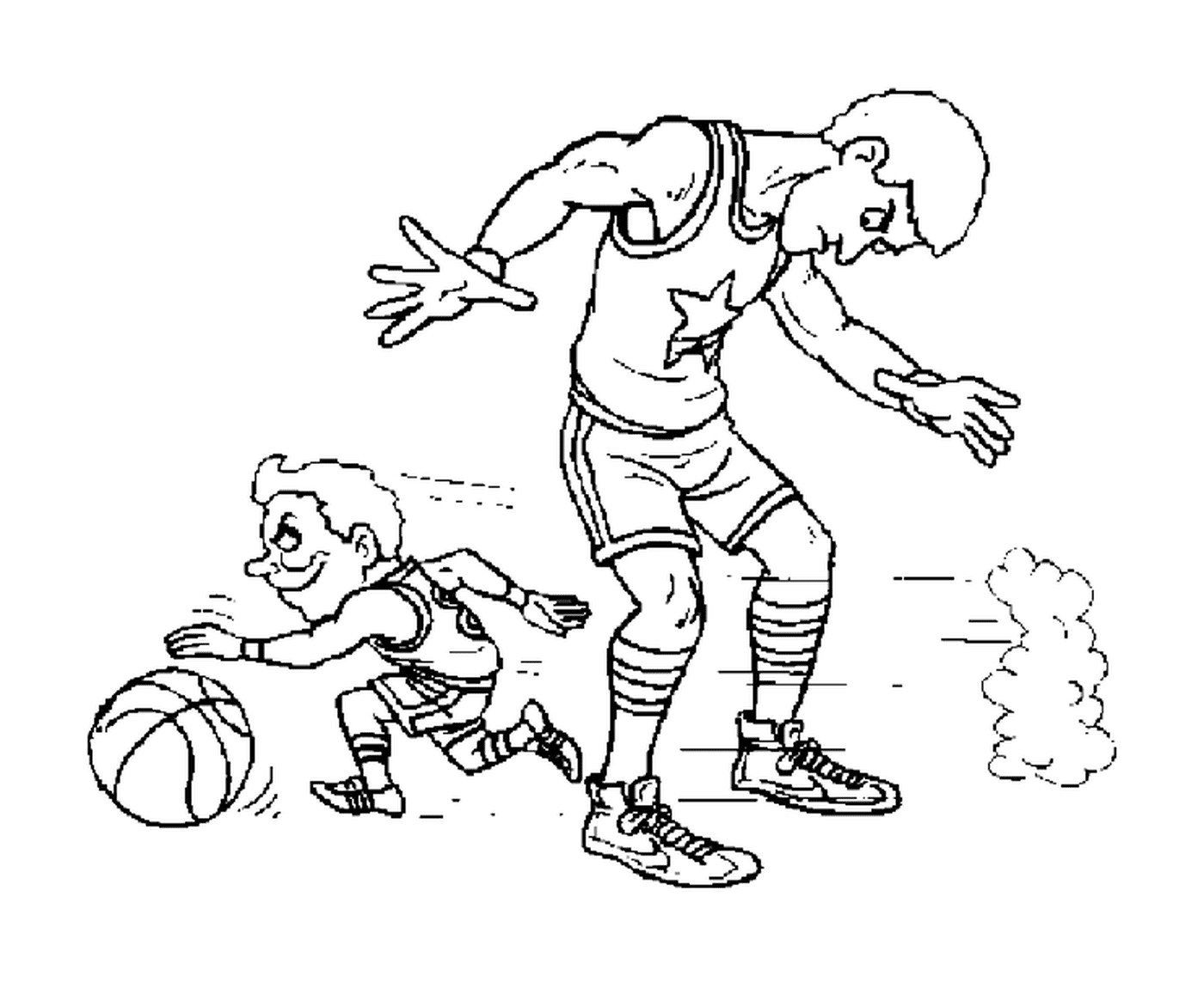 coloriage dessin un petit joueur passe en dessous des jambes d un autre joueur