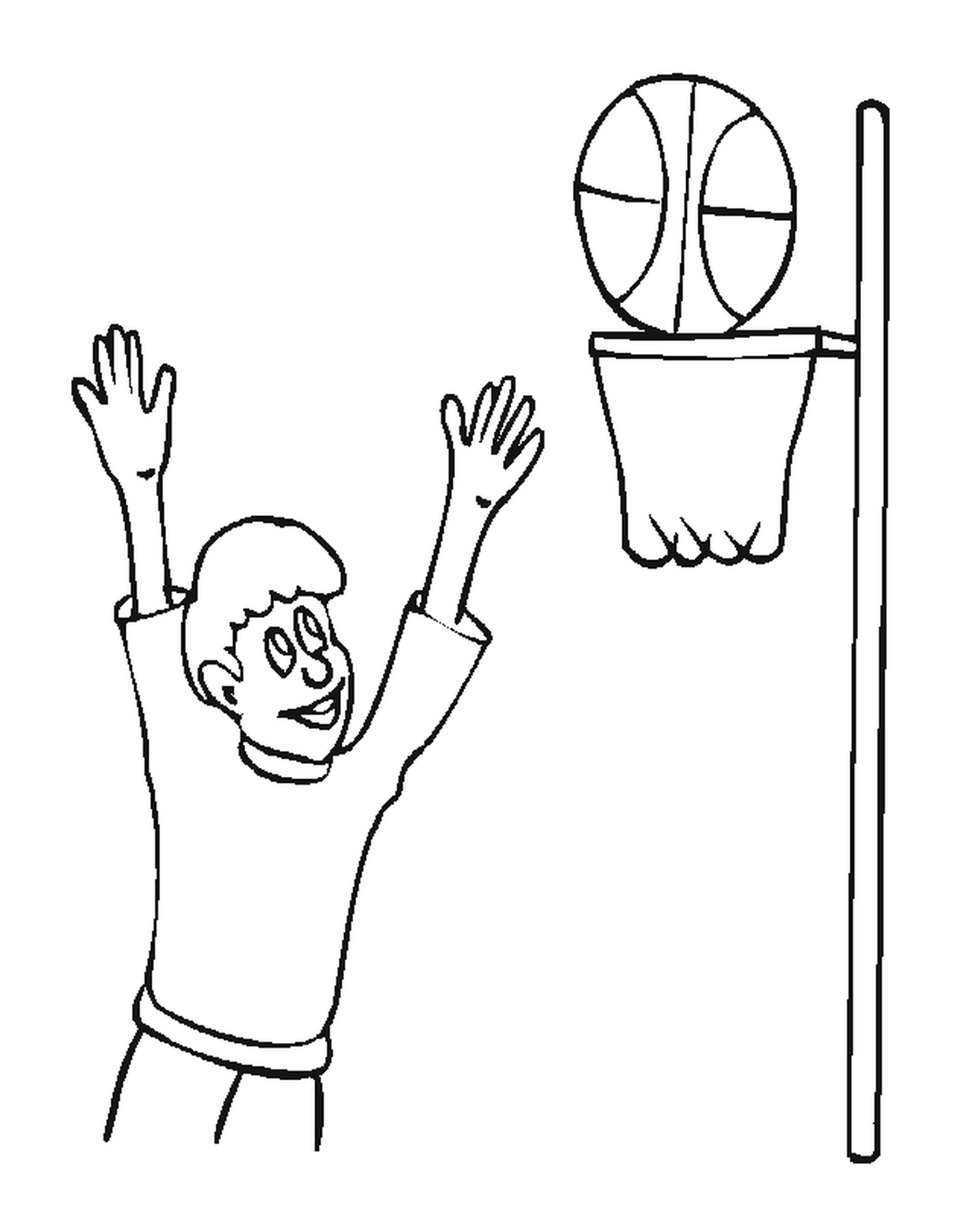 coloriage dessin joueur basket tire au panier