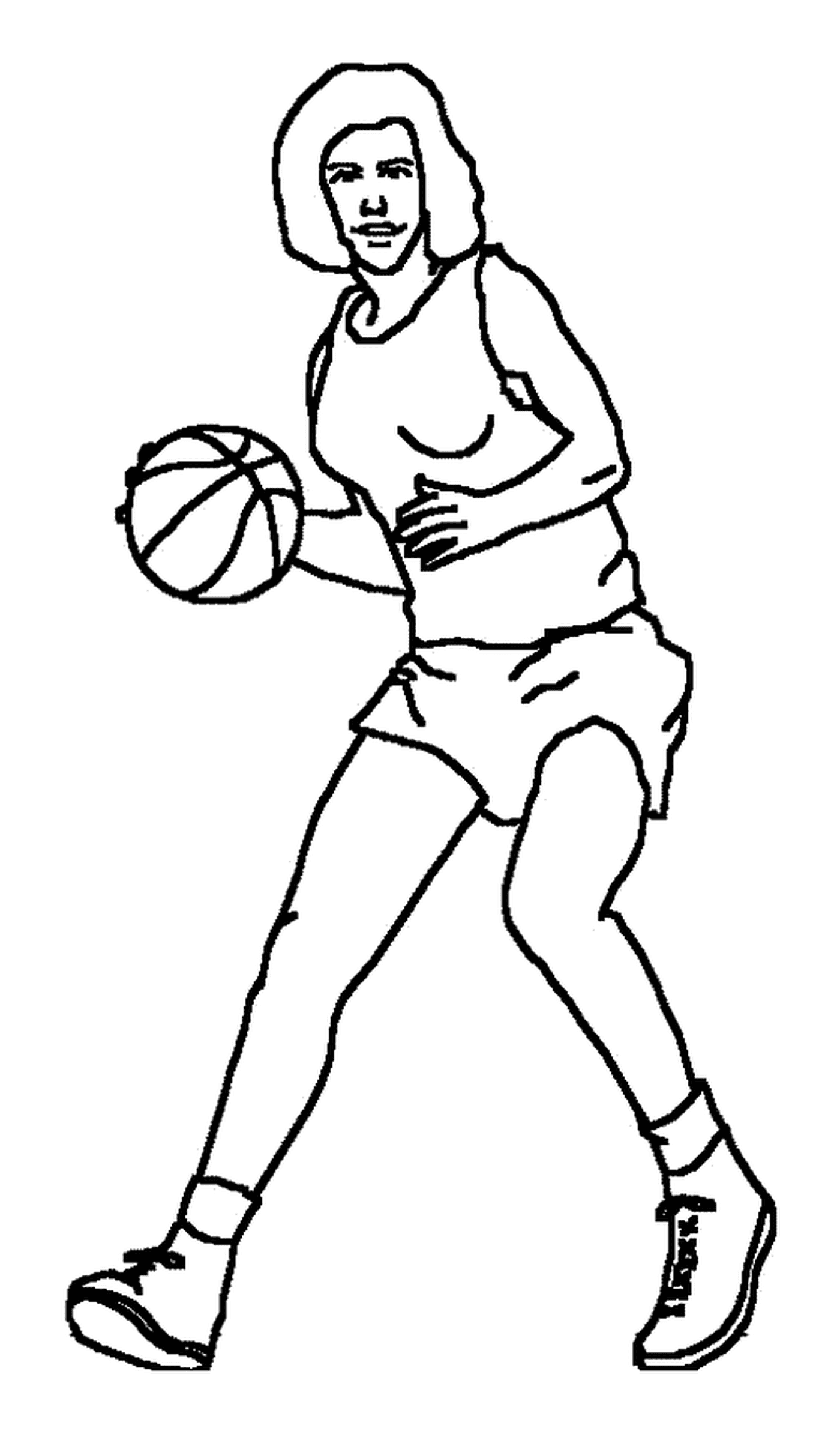 coloriage dessin joueuse de basketball avec unballon