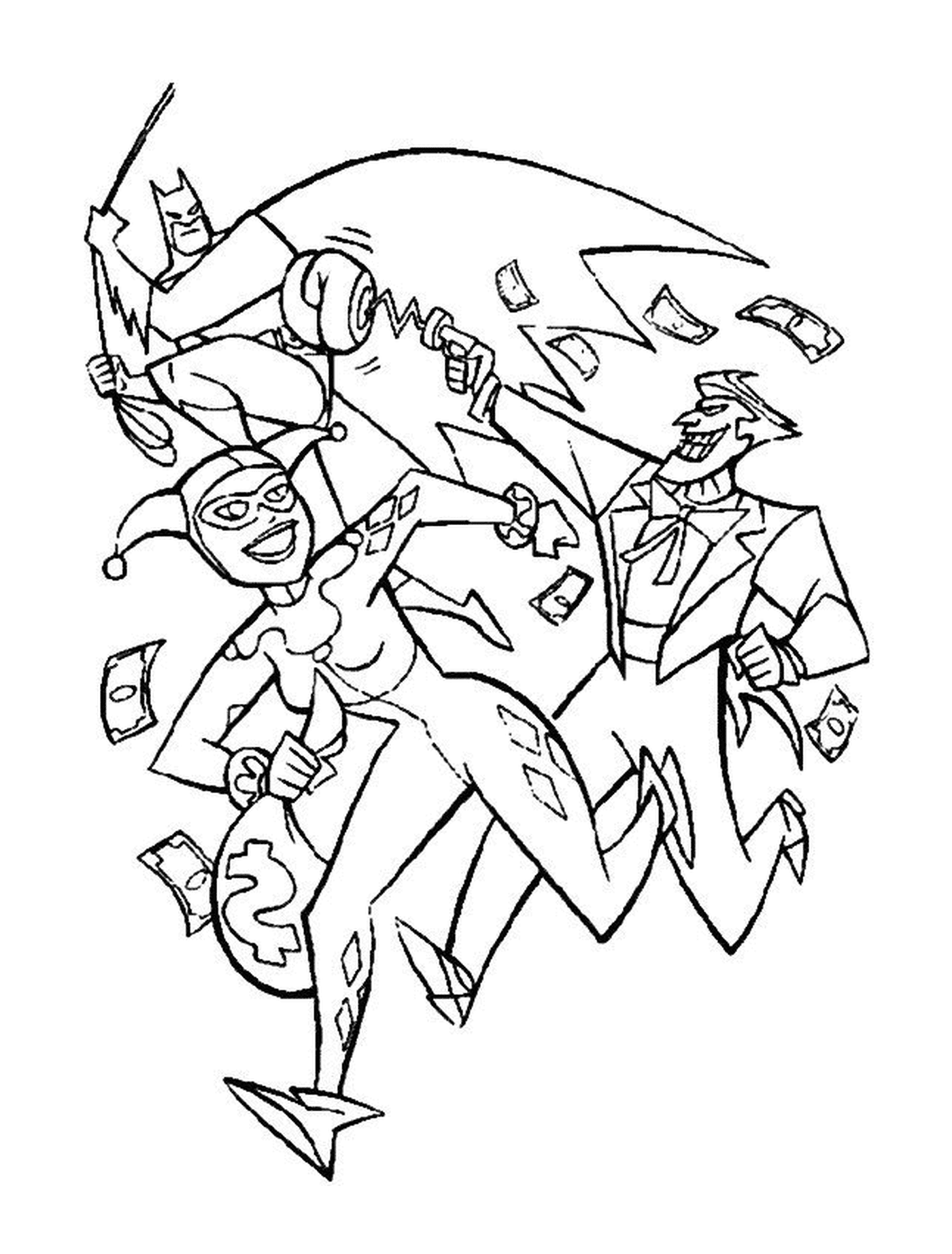 coloriage Joker avec ses complices