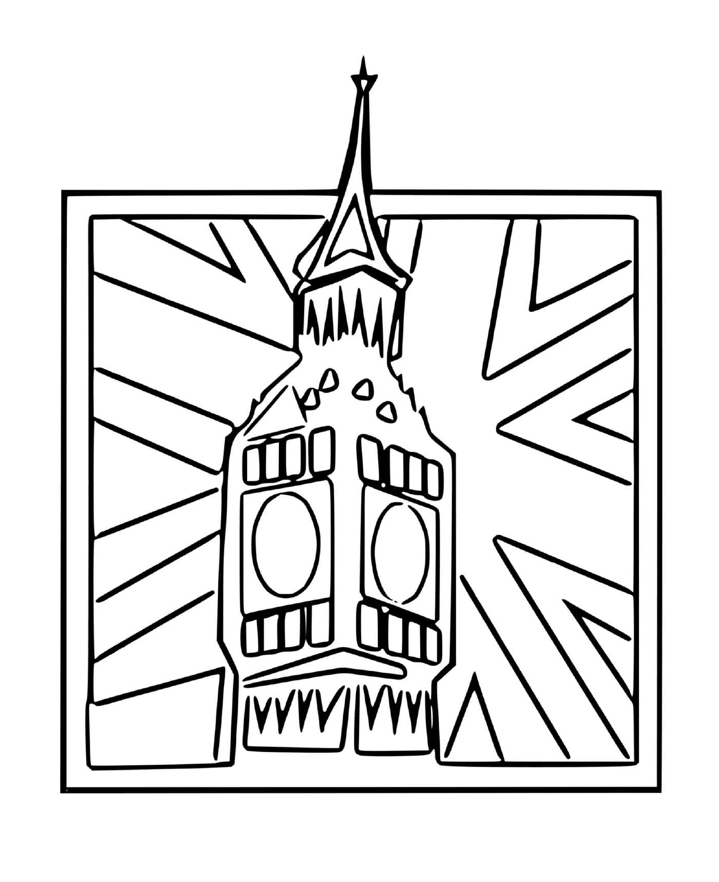 coloriage Big Ben Angleterre Horloge drapeau anglais