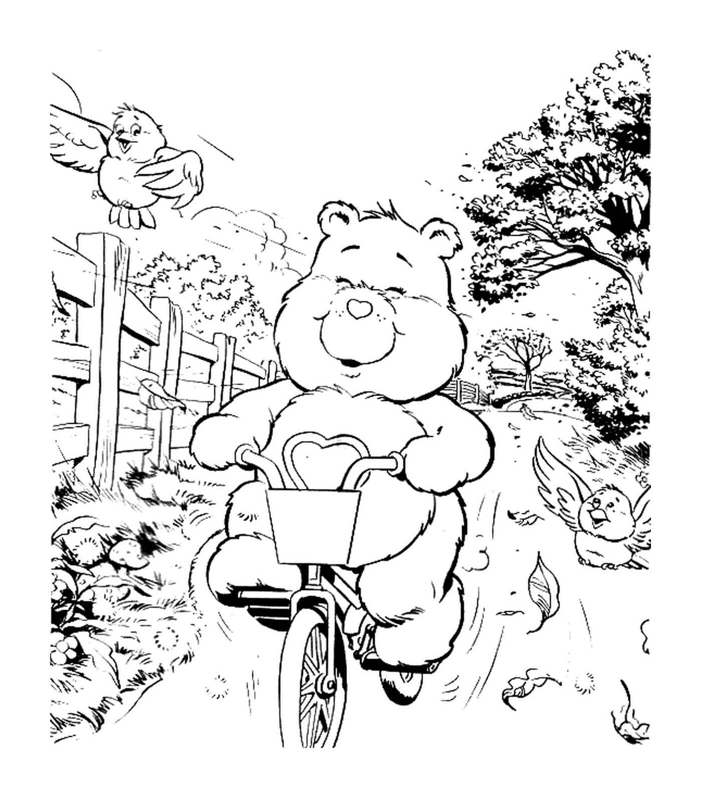 coloriage Bisounours a velo
