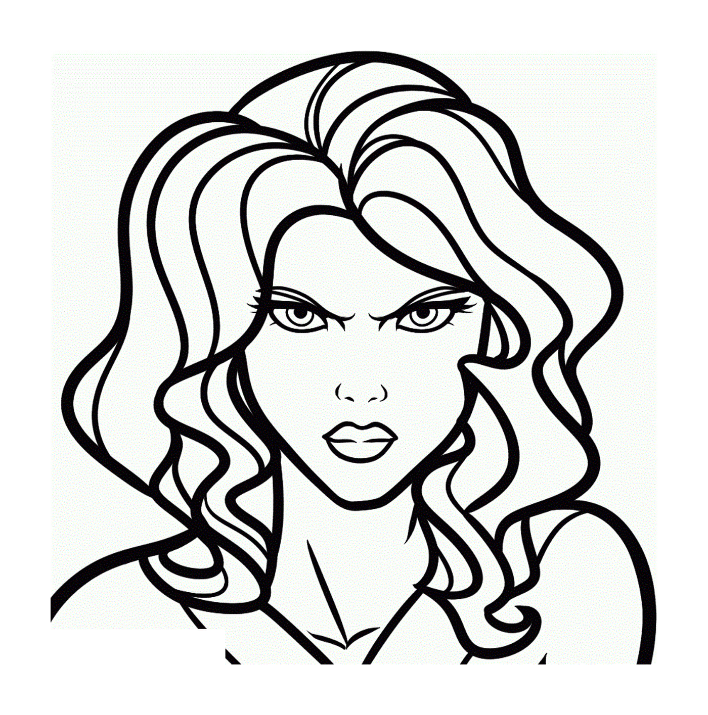 coloriage black widow face angry girl