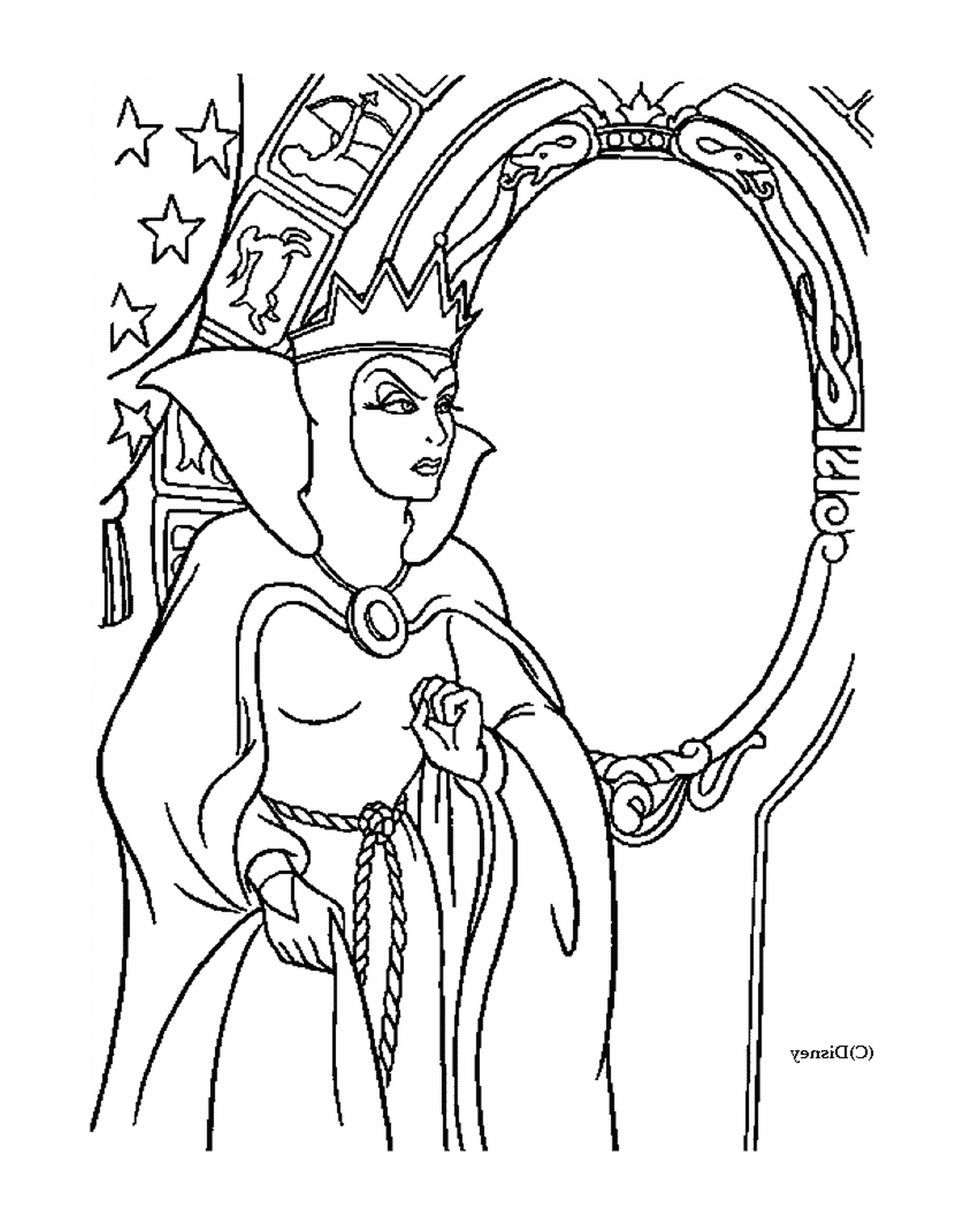 coloriage la reine devant son miroir