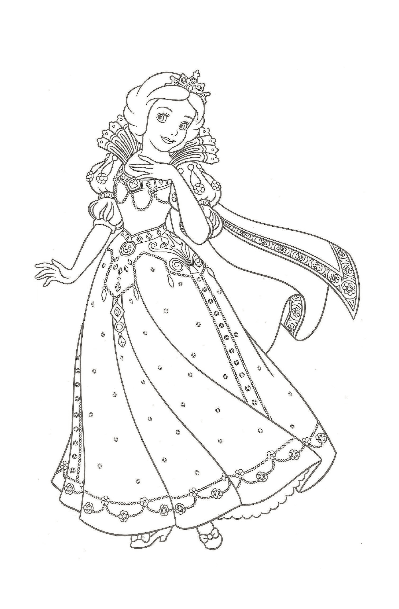 coloriage robe de princesse blanche neige