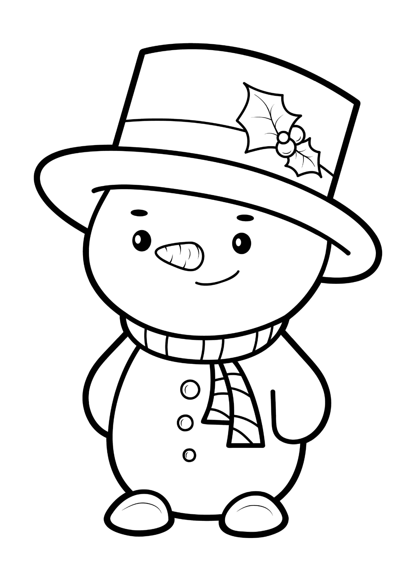 coloriage bonhomme de neige avec un chapeau de noel