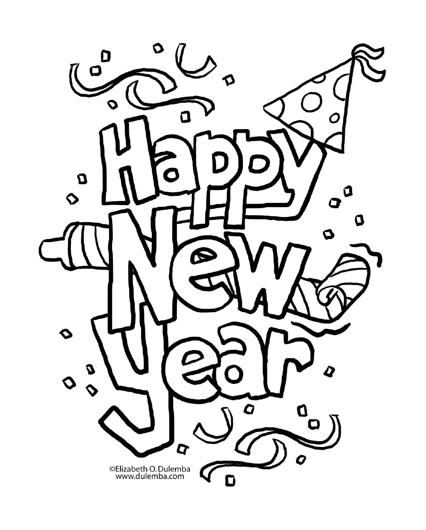 coloriage Happy New Year 4