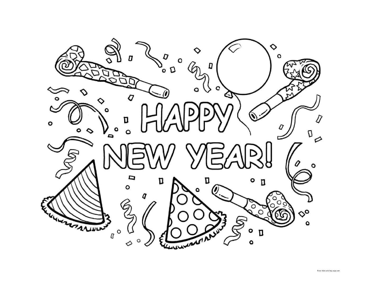 coloriage Happy New Year Printable