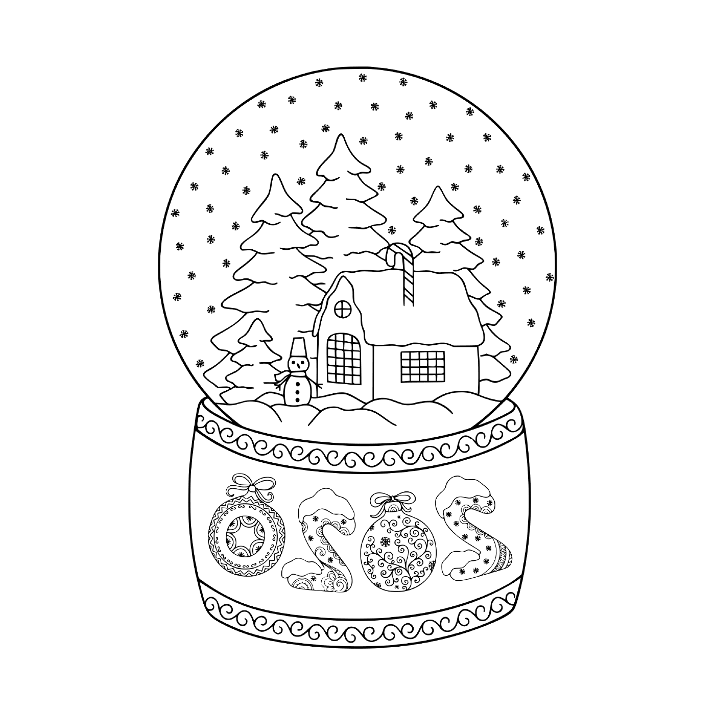 coloriage 2020 toy glass snow globe house