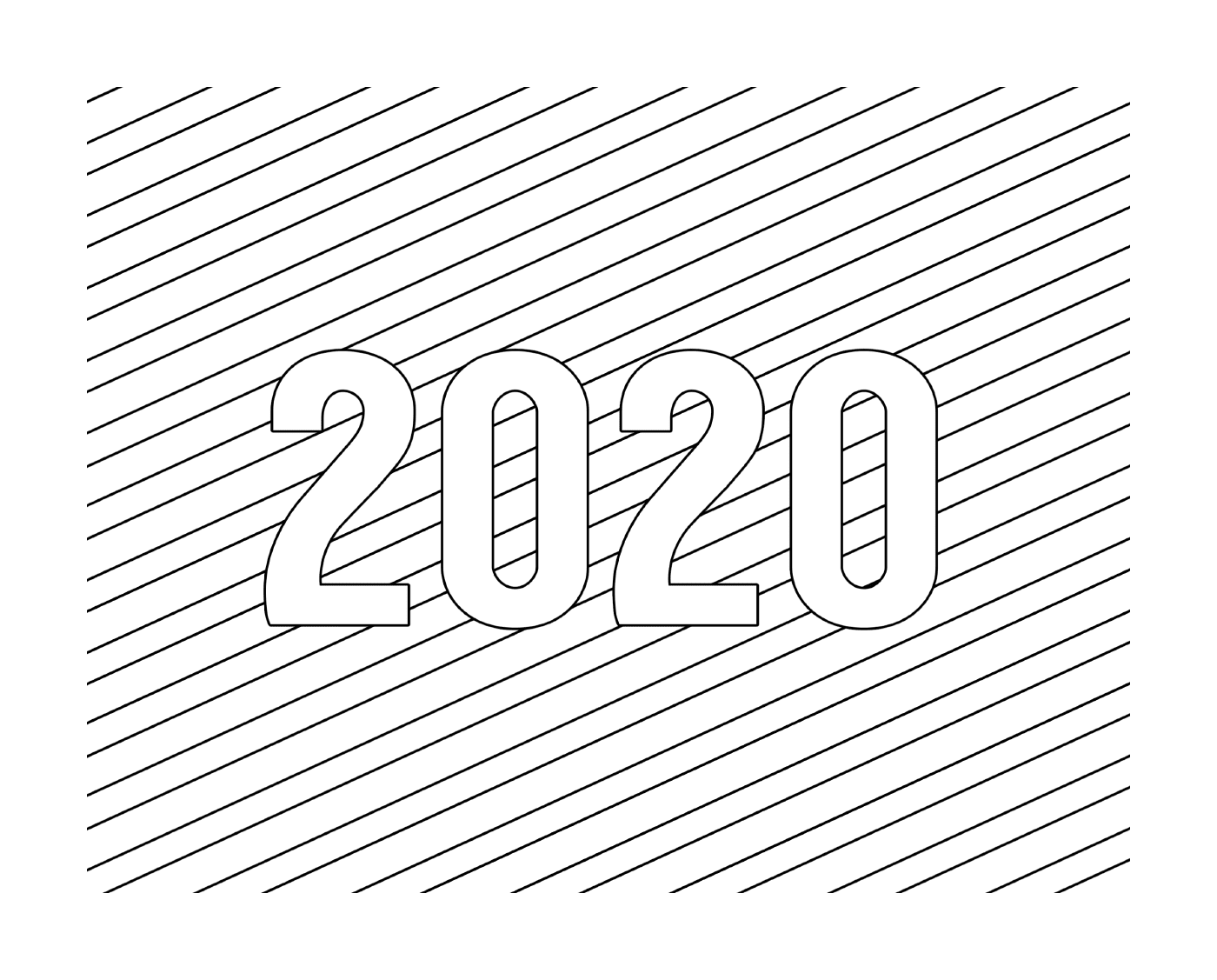 coloriage 2020 bonne annee Simple Lines