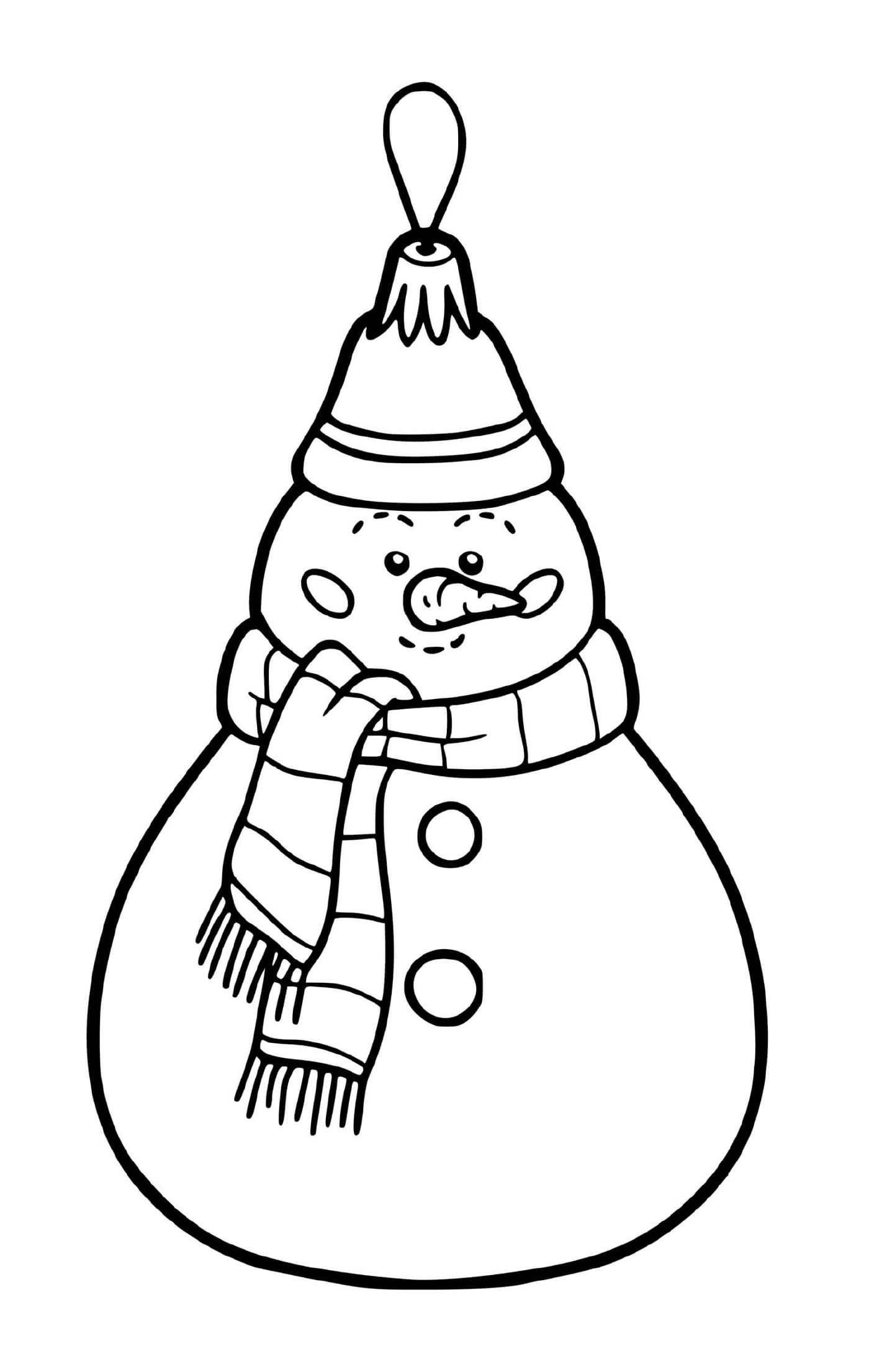 coloriage boule de noel en forme de bonhomme de neige pour sapin