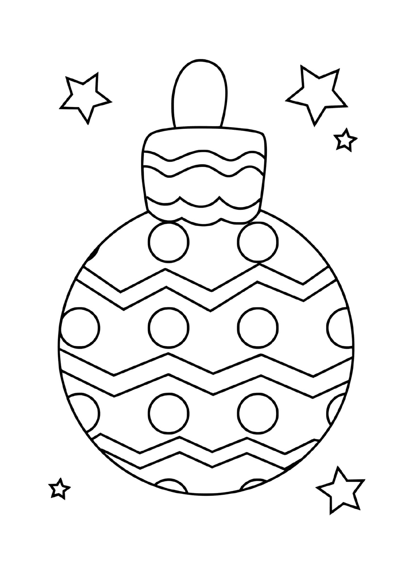 coloriage boule de noel simple avec cercles et zigzag