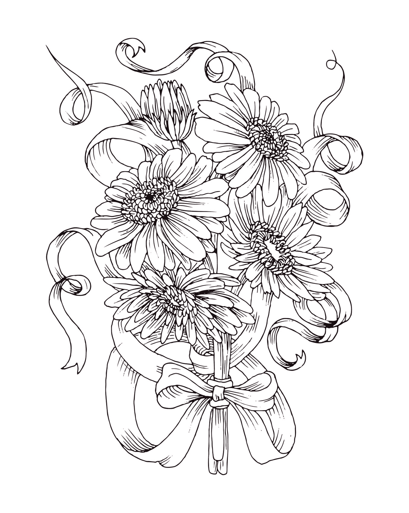 coloriage magnifique bouquet de fleurs marguerite