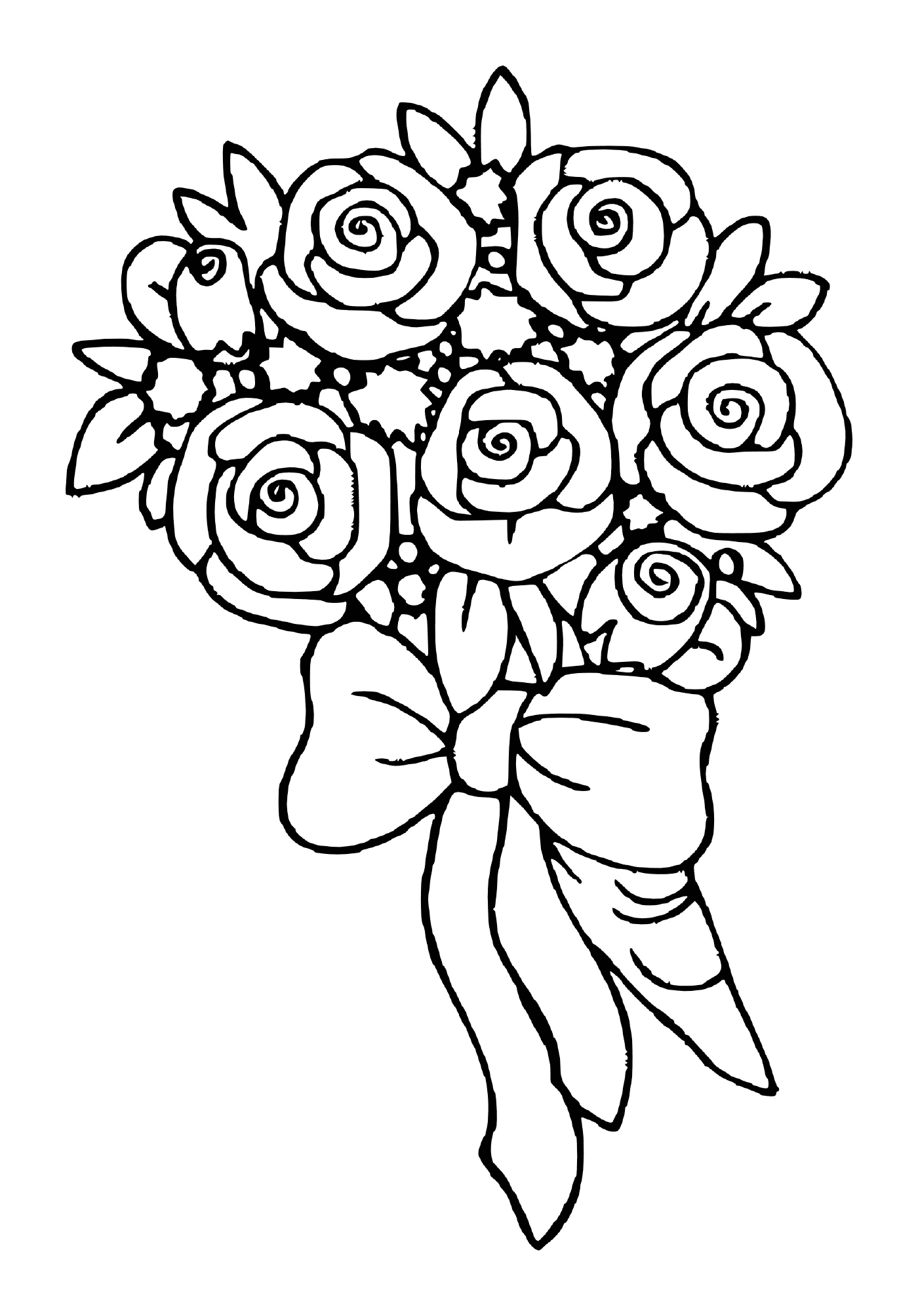 coloriage bouquet de fleurs rose