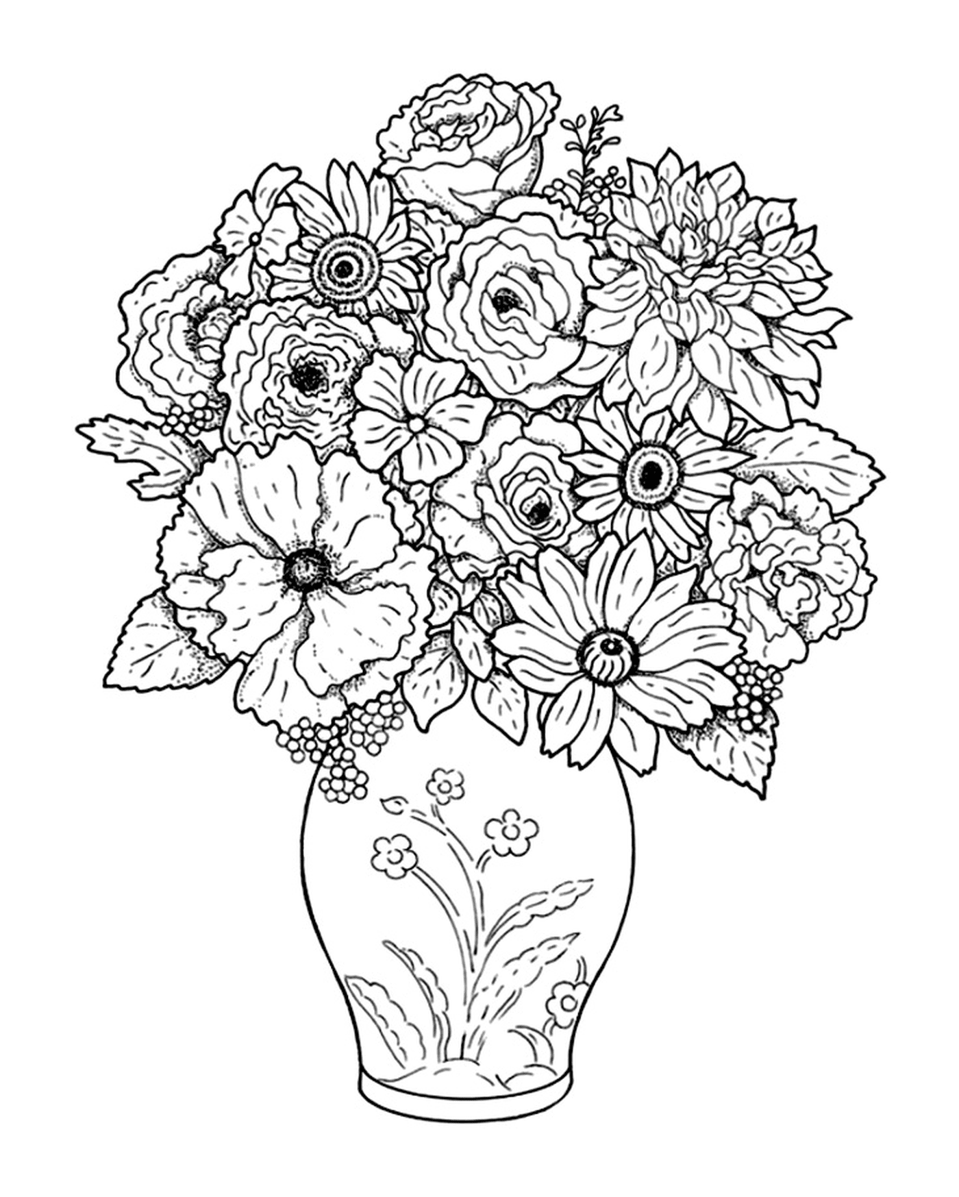 coloriage bouquet de fleurs original