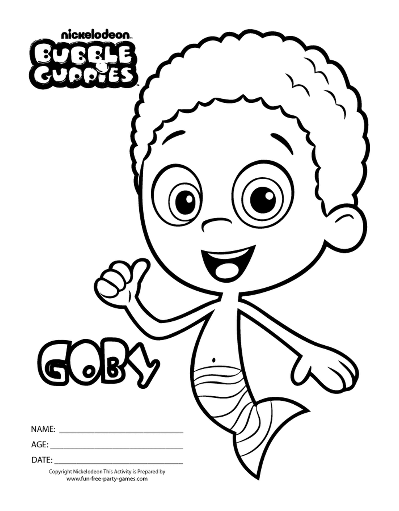 coloriage Bubble Guppies Goby 2