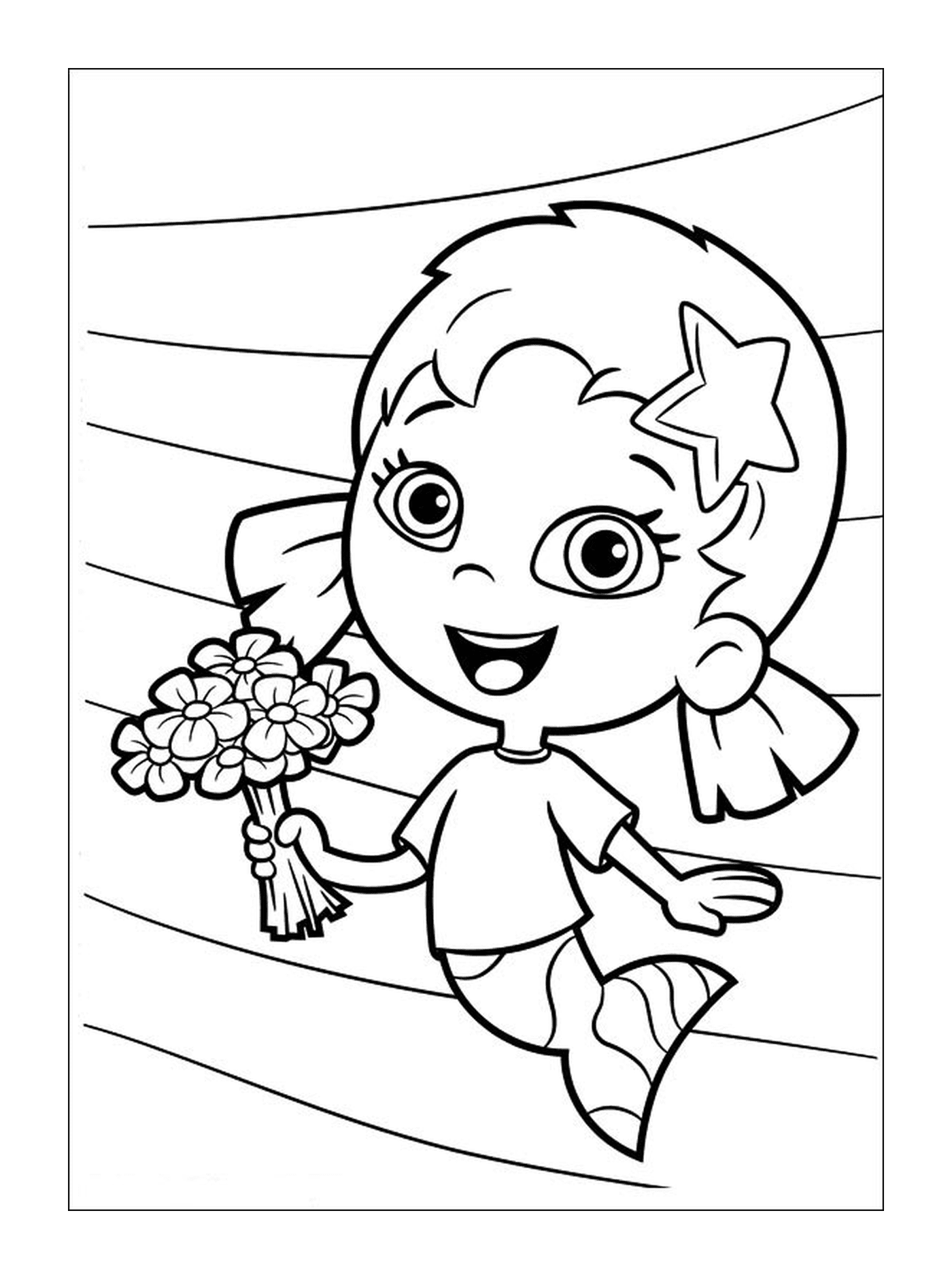 coloriage Bubble Guppies Printable with flowers