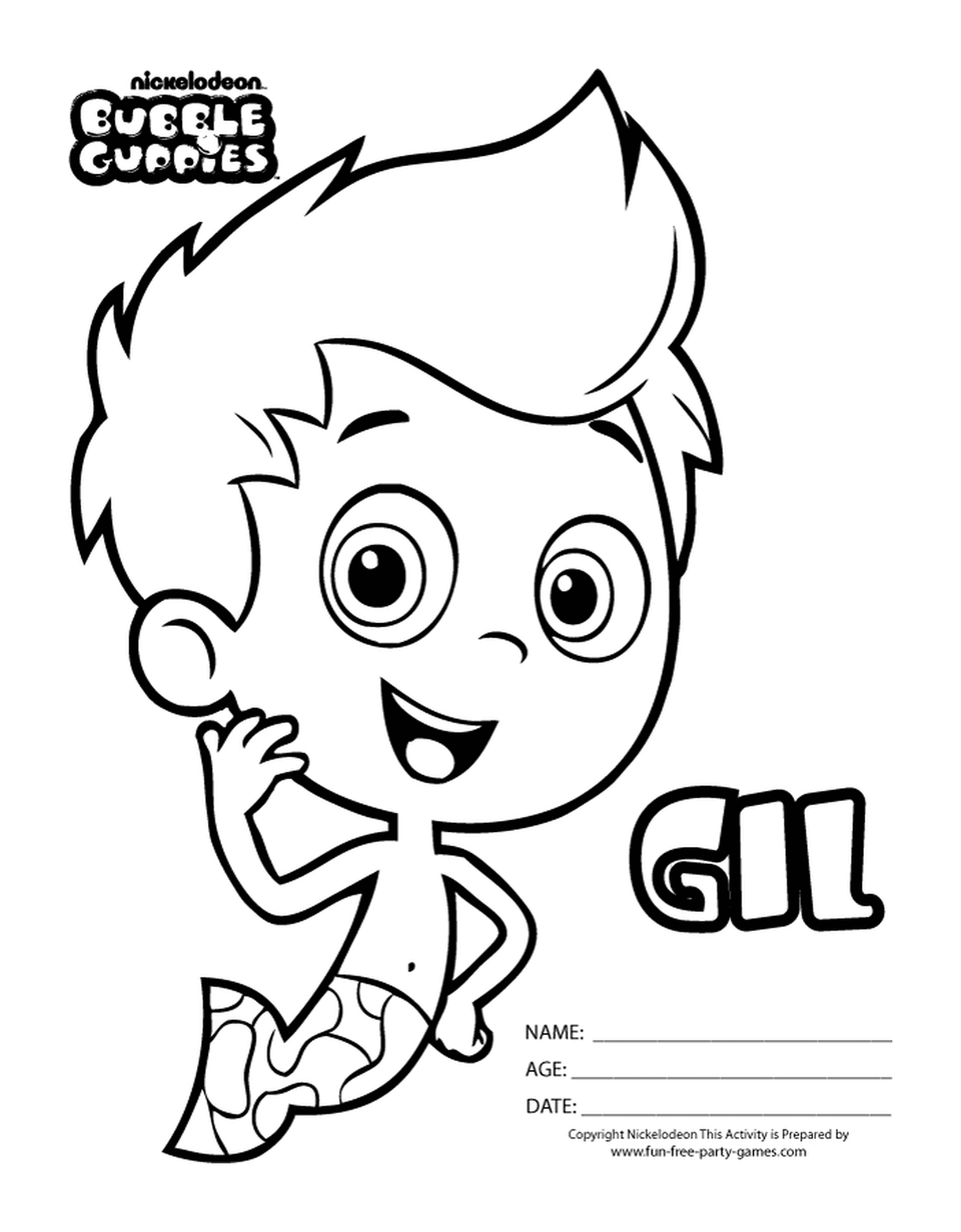 coloriage Bubble Guppies Gil