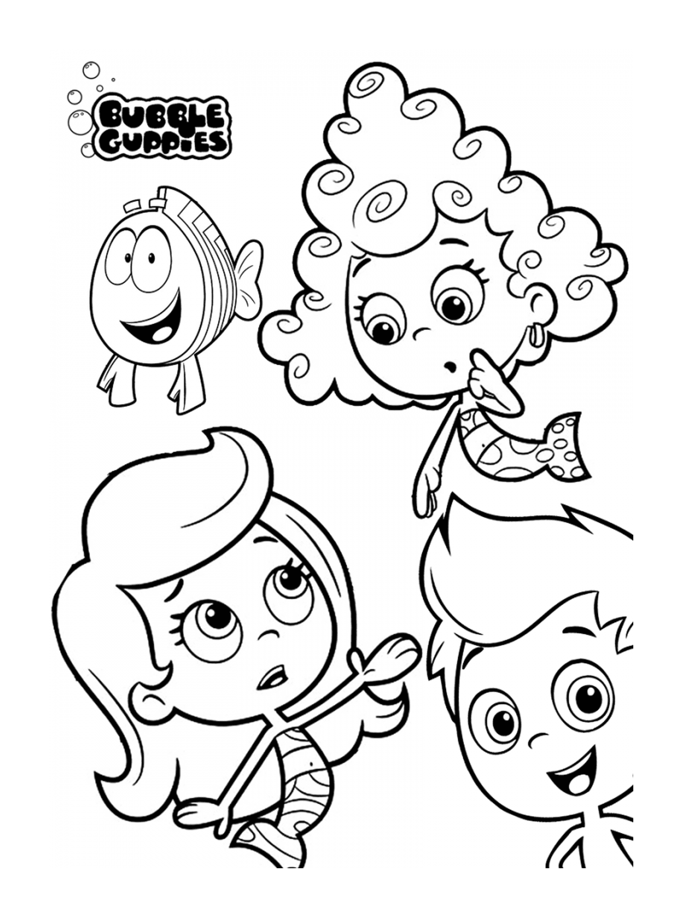 coloriage Bubble Guppies with all friends Printable