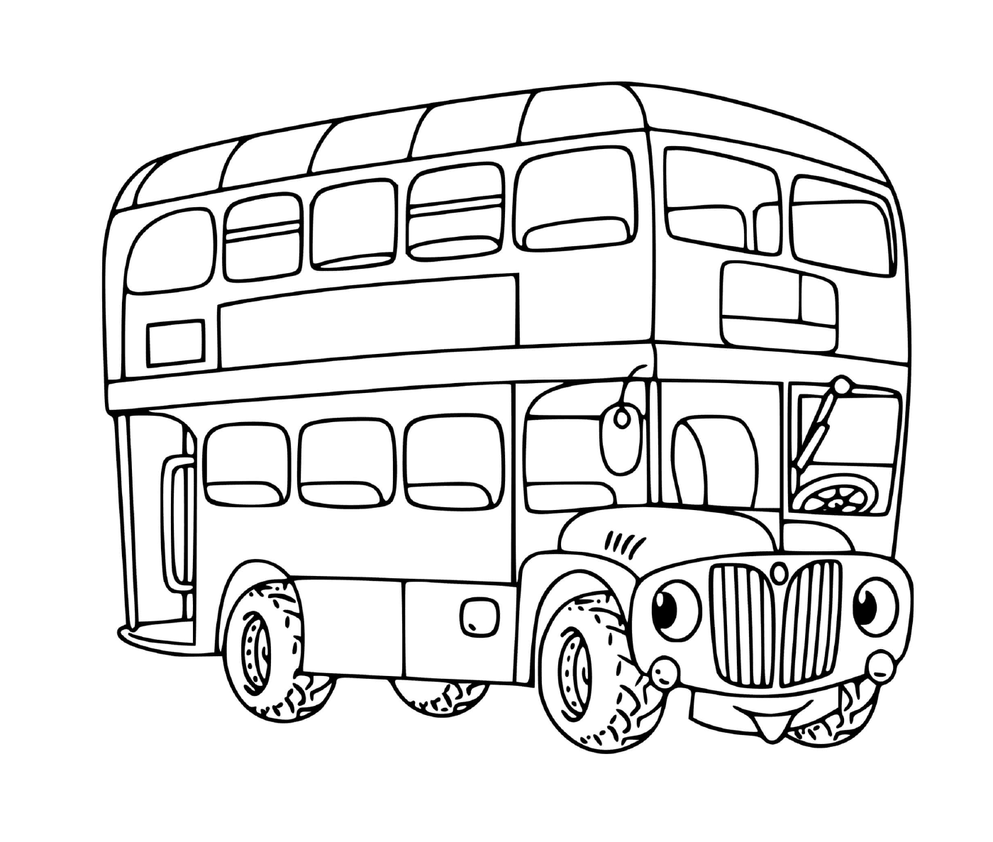 coloriage bus enfants deux niveaux