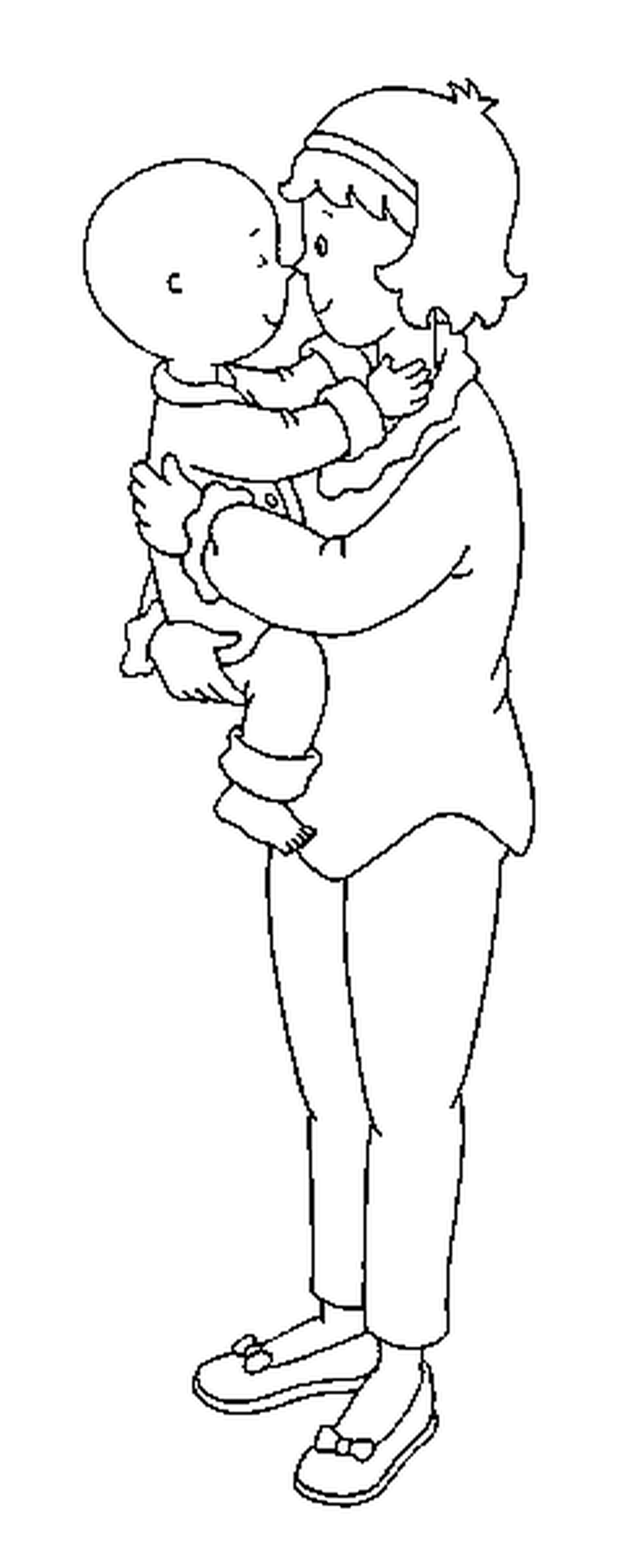 coloriage maman de caillou avec son bebe