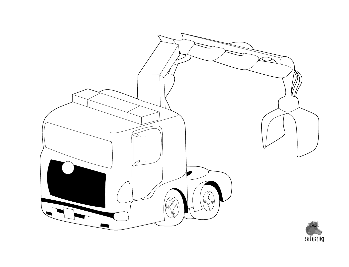 coloriage camion with crane