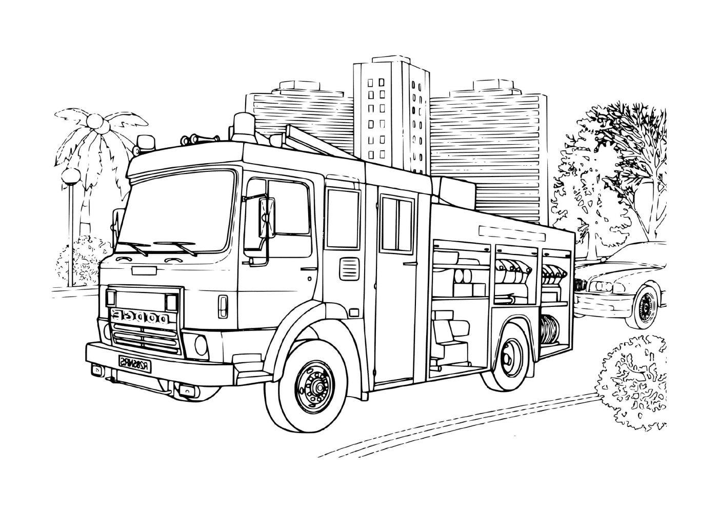 coloriage camion de pompier Dodge