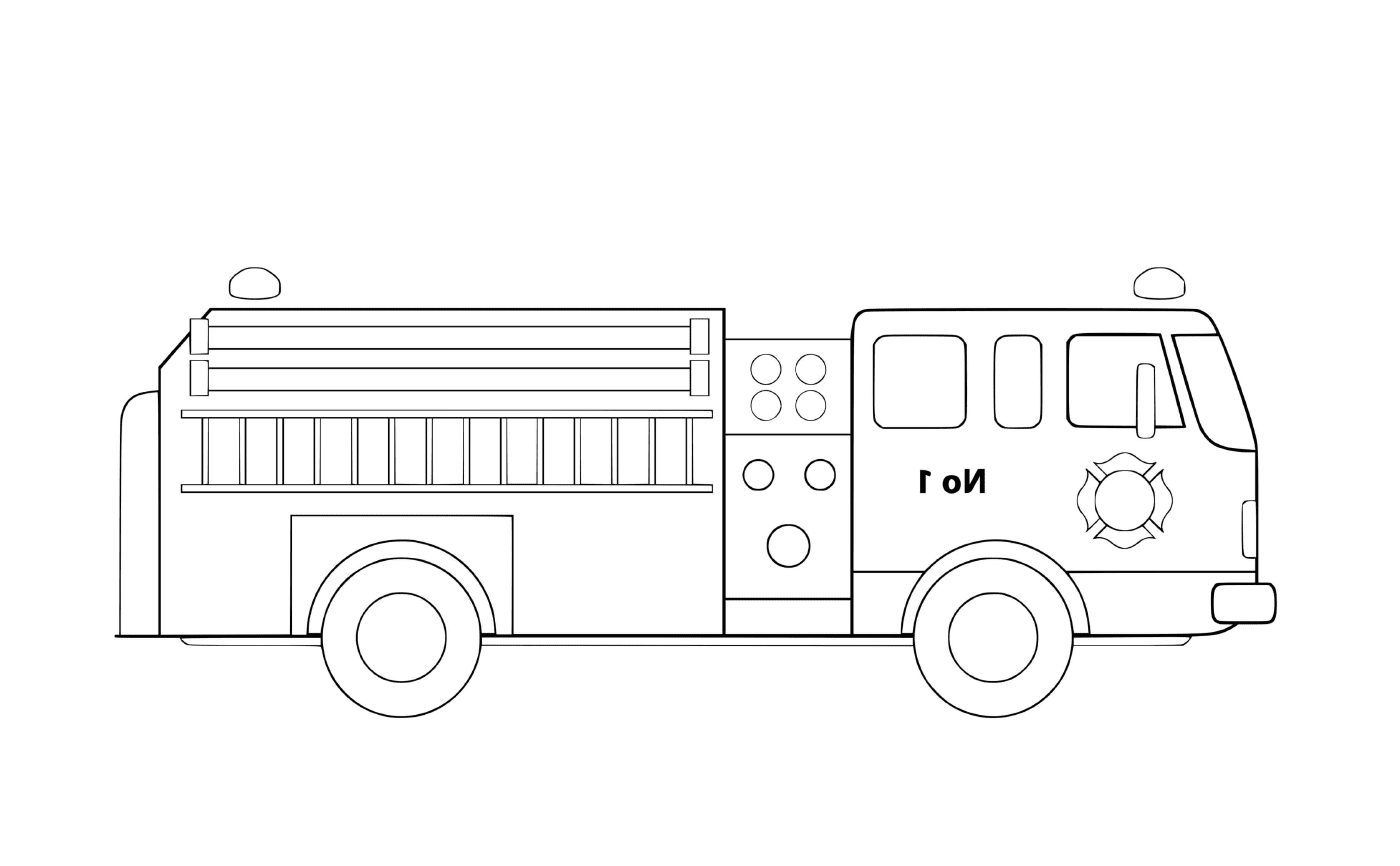 coloriage camion de pompier simple et bien dessine