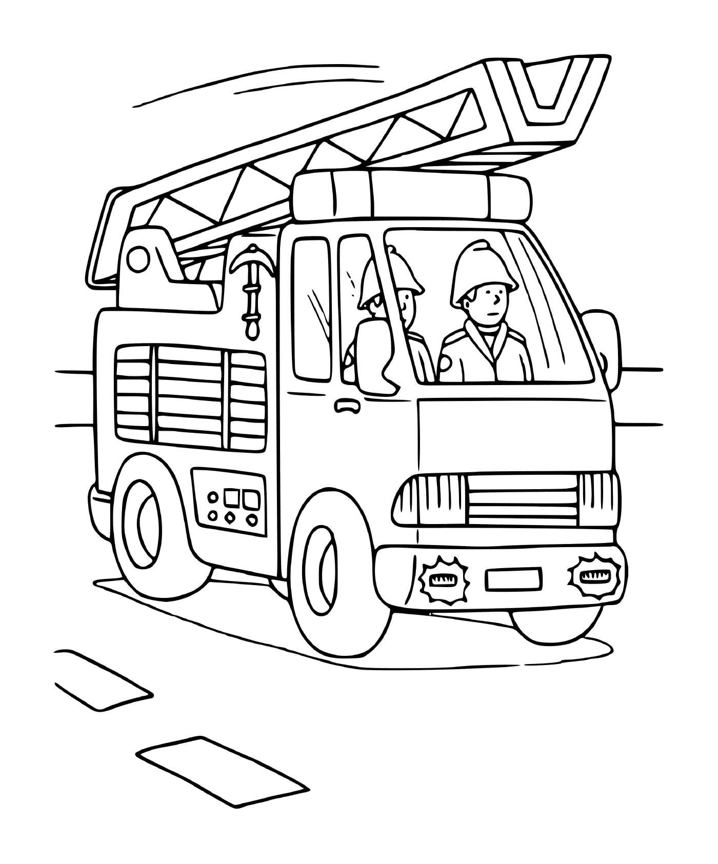 coloriage camion des pompiers avec echelle